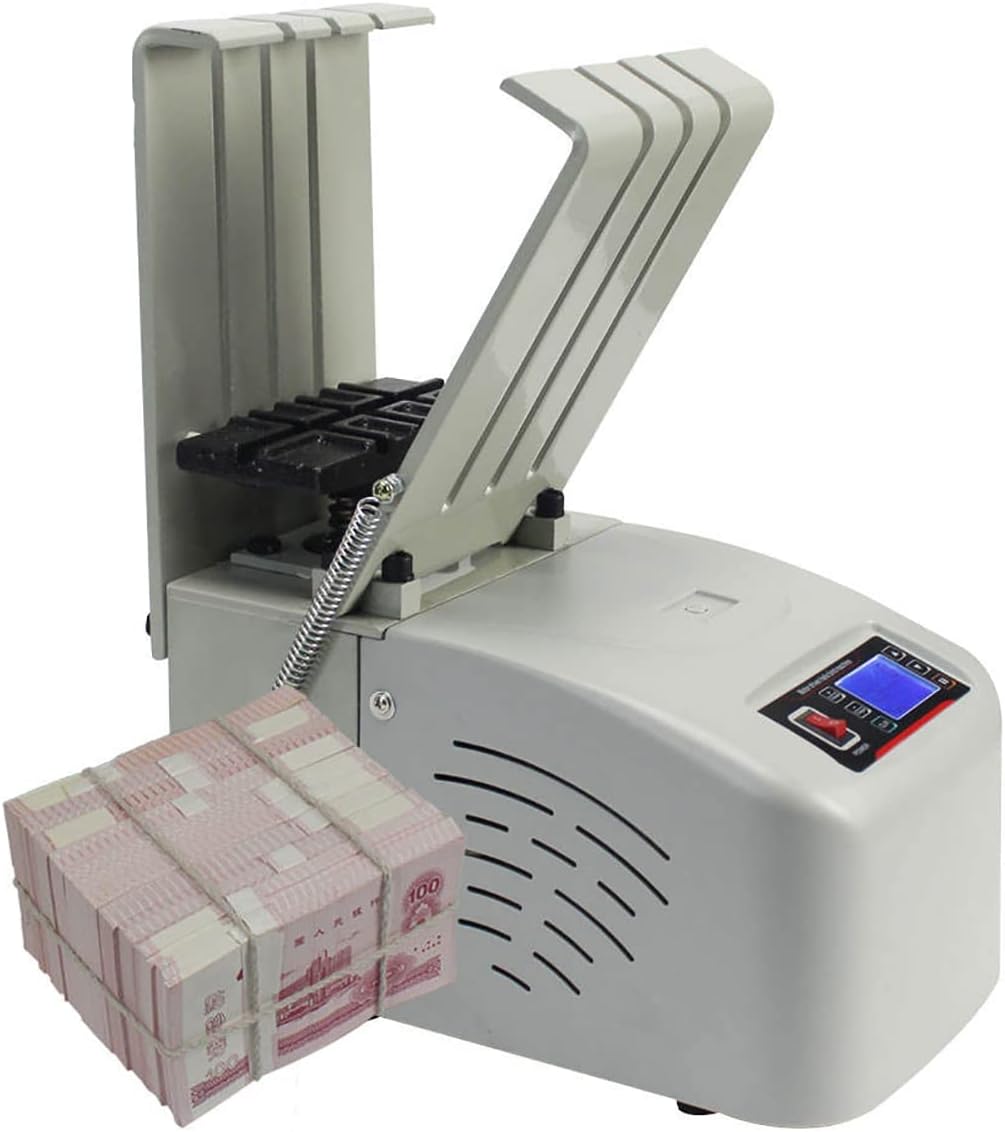 JIQHOHX Money Binder Bill Bundling Strapping Machine Paper Currency Bundle Equipment Banknote Binding Machine Currency Tie Binding Machine Quick Banknote Management Machine
