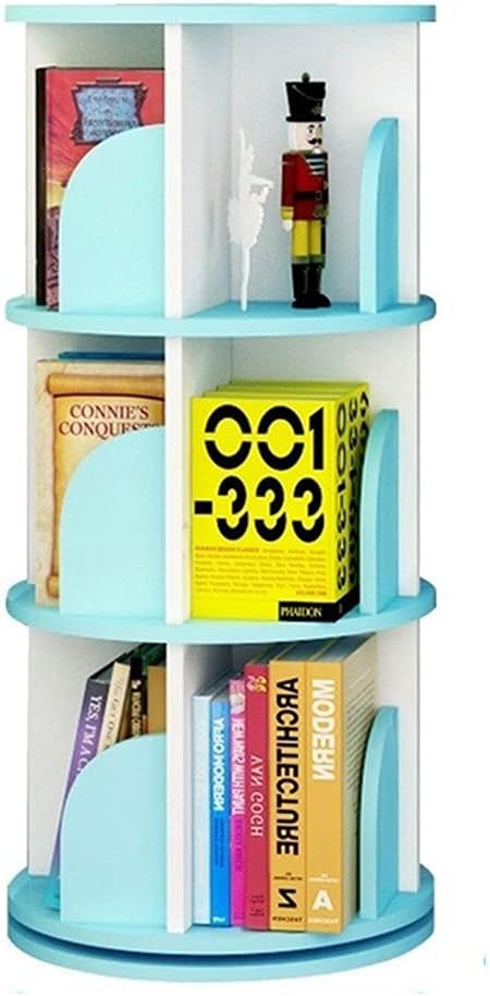 Shelf 360°Rotating Bookshelf,Stimulate Children's Interest in Reading,Removable Bookcase in The Living Room,Corner Multi-Layer (Color : Blue, Size : 39 * 99.5cm)