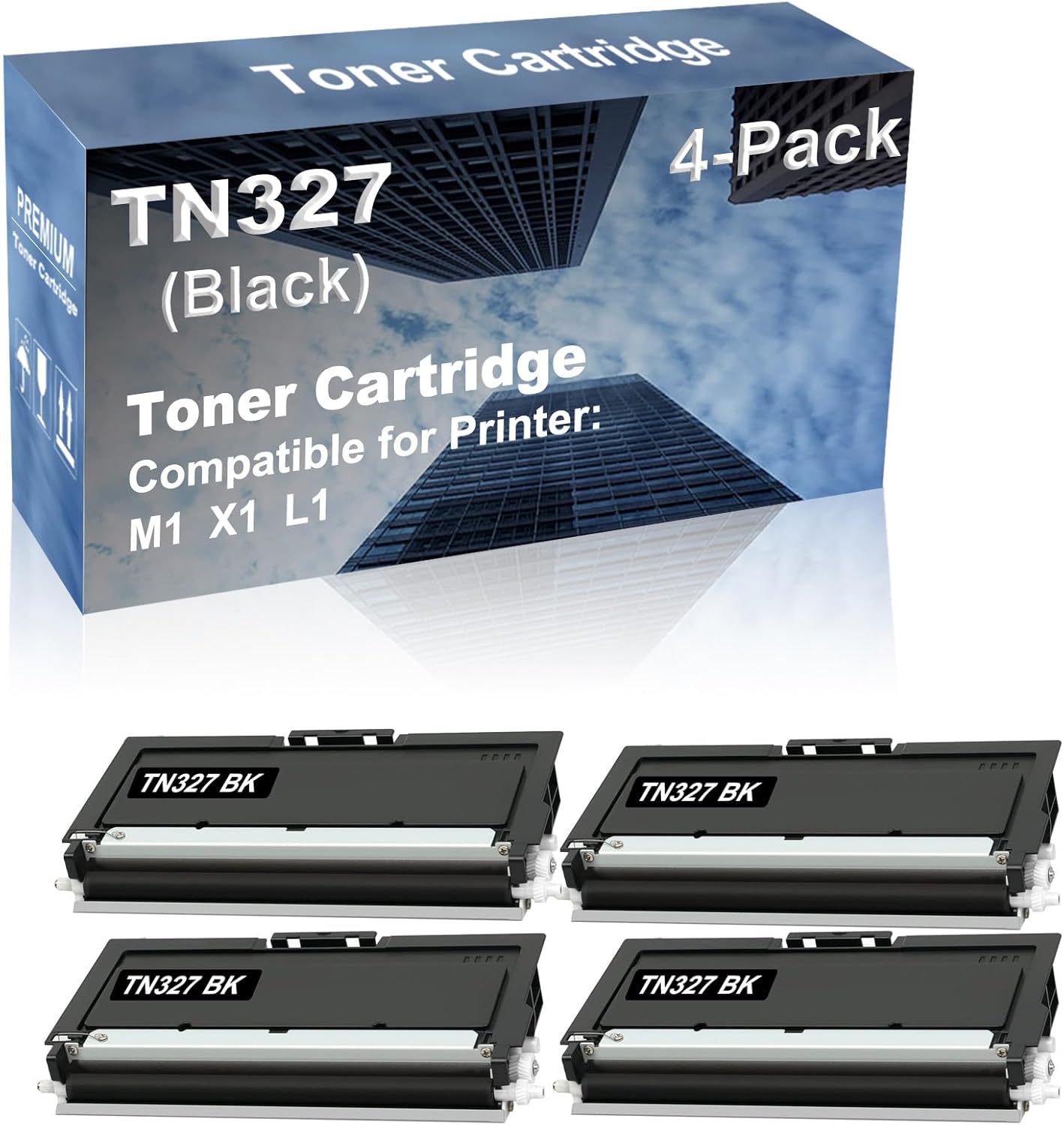 4-Pack Compatible High Capacity TN327 Toner Cartridge use for M1 X1 L1 Printer (Black)