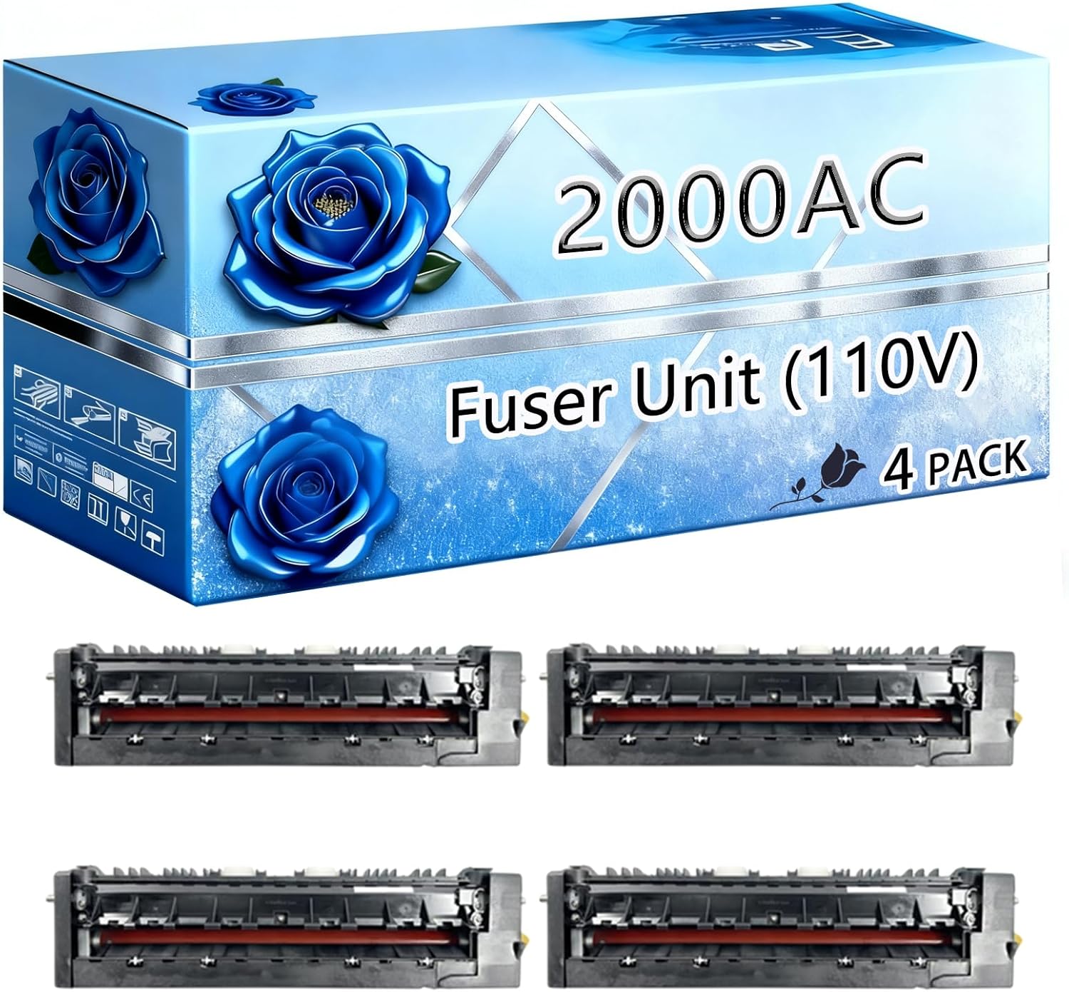 BIVOL Compatible Fuser Unit (110V) Replacement for Toshiba 2000AC High Yield 250000 Pages 2000AC 2500AC 2010AC 2510A 2110AC 2610AC Printers (4 Pack Black)