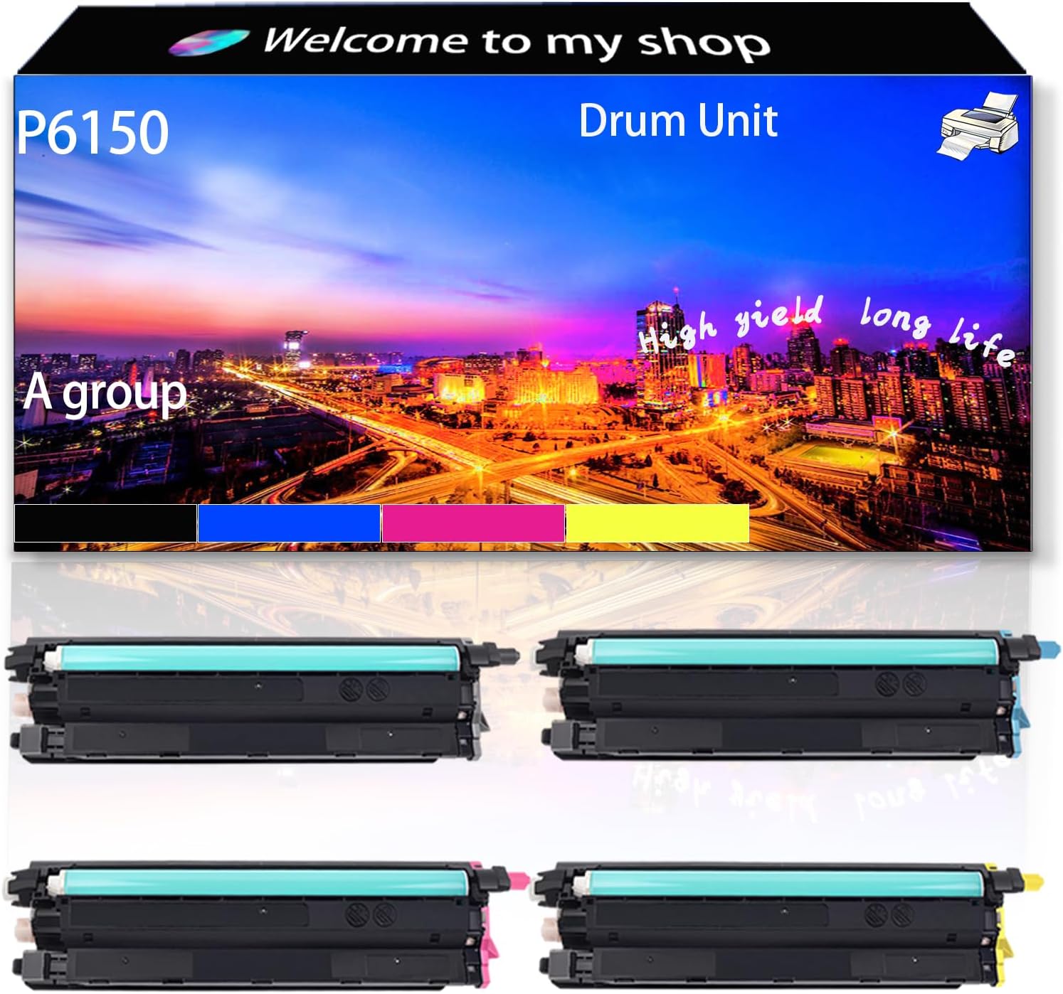 P6150 108R01420 108R01417 108R01418 108R01419 Drum Unit High Production Compatible for Xerox Phaser 6510DN 6510DNI 6510N WorkCentre 6515DN 6515DNI 6515N Printers, Replacement (Multicolor)