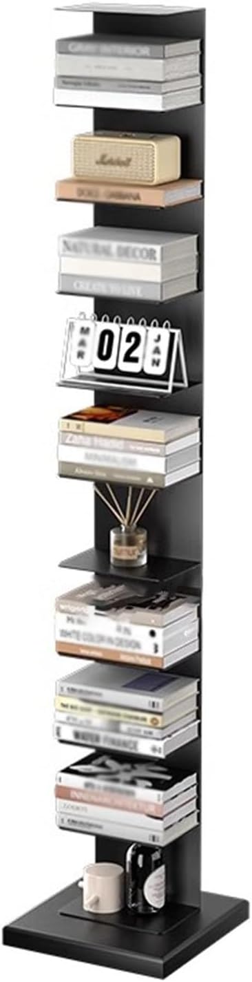 JCWGLY Bookcases Black Metal Vertical Invisible Bookshelf, Large Capacity Heavy Duty Spine Bookshelf, Corner Bookshelf for Small Spaces, with Adjustable Foot Pads(10 Tier)