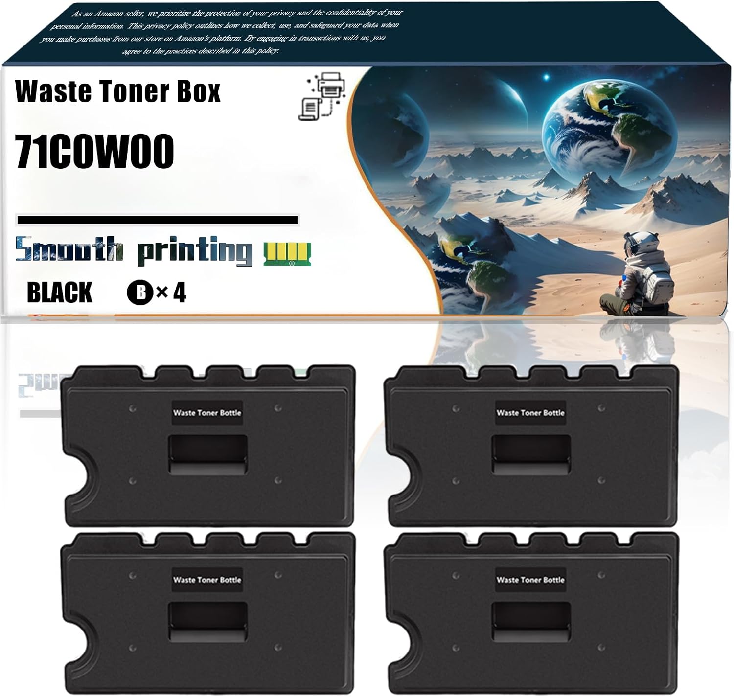 Replacement Parts Waste Toner Box 71C0W00 Compatible with Lexmark C4352 CS730de CX730de CX735adse Printers, Contains Chip and Clear Printing (4 Pack Black)