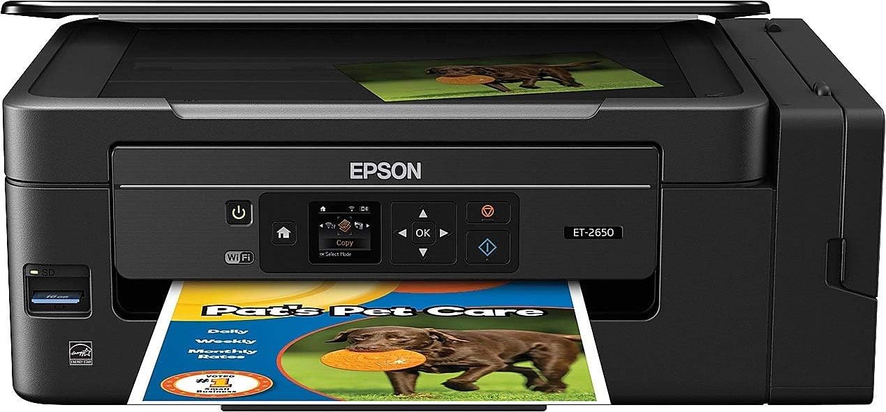 Epson Expression ET-2650 EcoTank Wireless Color All-in-One Small Business Supertank Printer with Scanner and Copier