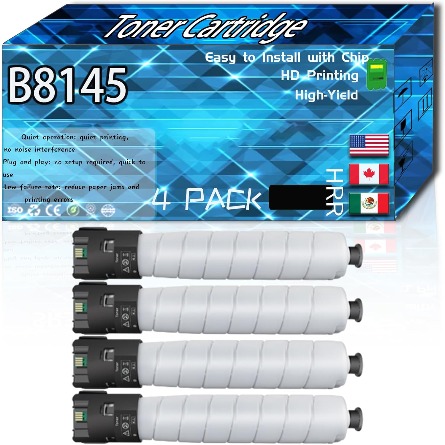 Compatible for Xerox B8145 Replacement Toner Cartridge Used with AltaLink B8145 B8155 B8170 B8245 B8255 B8270 Printers, High Production Multiple Options (4 Pack Black)