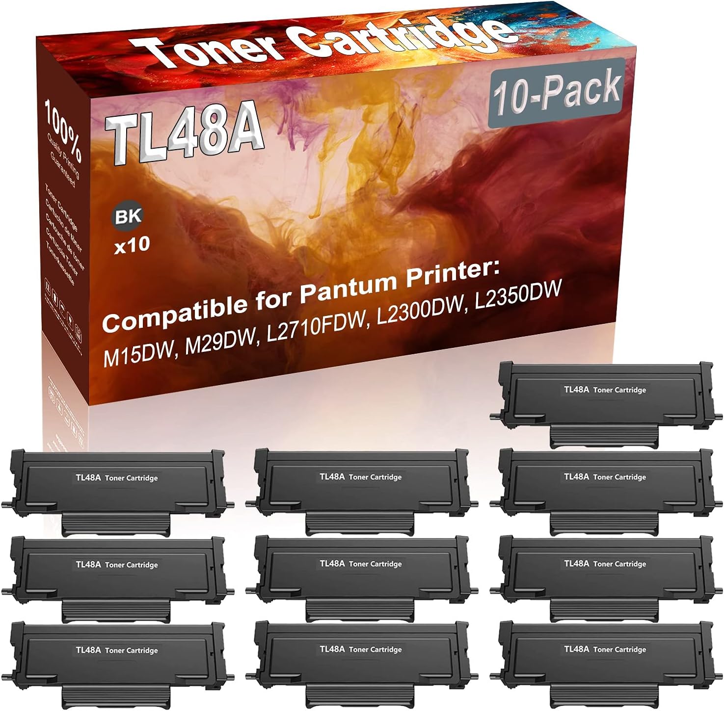 10-Pack (Black) Compatible M15DW M29DW L2710FDW L2300DW L2350DW Laser Printer Cartridge (High Capacity) Replacement for Pantum TL48A Printer Cartridge