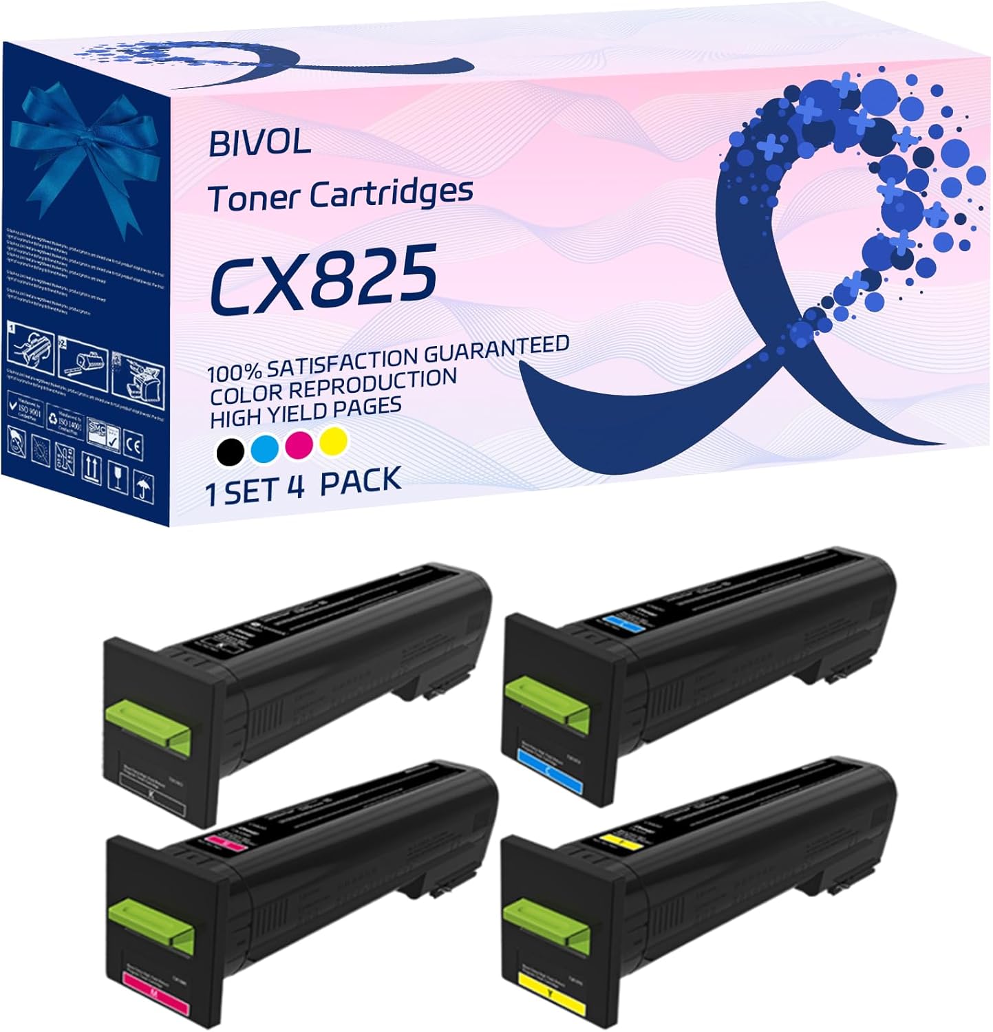 CX825 Toner Cartridges Compatible for Lexmark CX825de CX825dte CX825dtfe CX860de CX860dte CX860dtfe Printers, High Yield 9000 Pages (Multicolor)