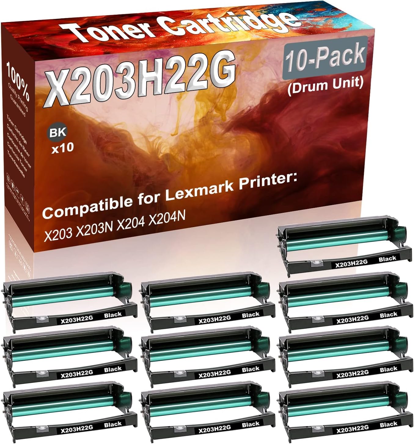 Credibility Store 10-Pack Compatible X203 X203N X204 X204N Printer Drum Unit Replacement for X203H22G Drum Unit (Black, High Capacity)