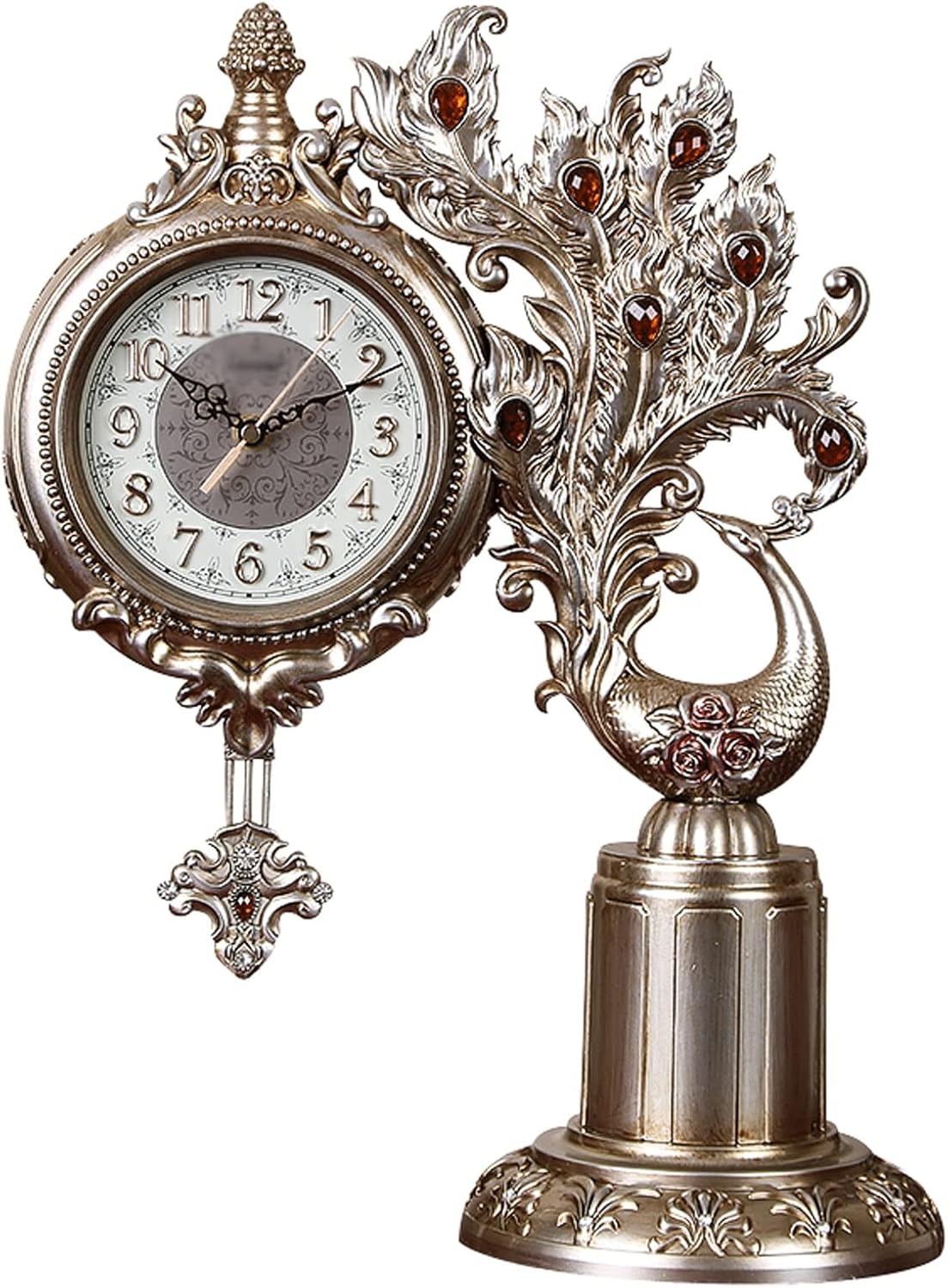 IIPOSAQQ Alarm Clock Desk Clock - Battery Operated Modern Metal Design for Bedroom Office Home Décor for Desktop Table Countertop Desk Clock