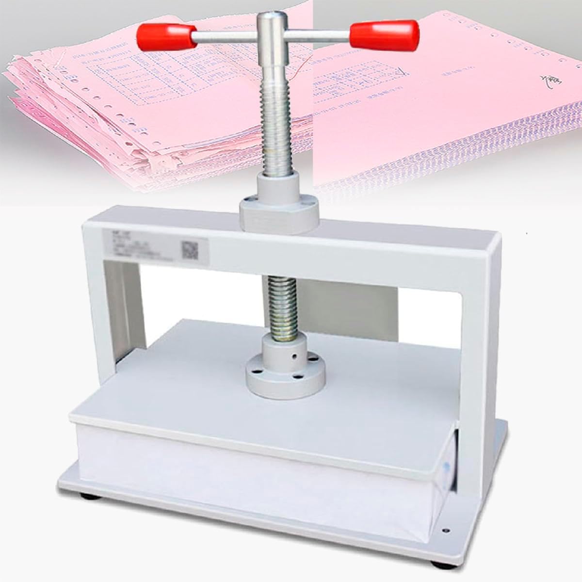 XUXIAO Manual Book Flattening Nipping Machine, Flat Paper Steel Press Machine for Bookbinding, 1500KG Pressure, Office School Tools