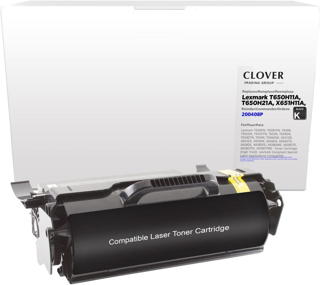Clover Remanufactured Toner Cartridge Replacement for Lexmark T650/T652/T654/T656/X652/X654/X656 | Black | High Yield