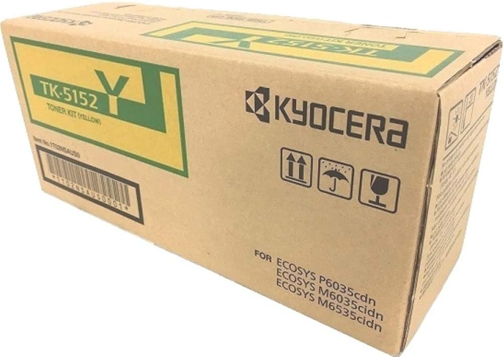 KYOCERA 1T02NSAUS0 Model TK-5152Y Yellow Toner Kit; Compatible with ECOSYS P6035cdn, ECOSYS M6035cidn and M6535cidn Color Network Printers; Genuine, Up to 10000 Page Yield