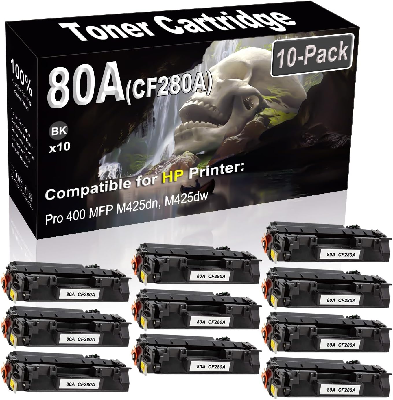 SINIYA 10-Pack (Black) Compatible High Yield 80A CF280A Laser Printer Toner Cartridge use for Pro 400 M401dn M401dne M401dw Printer