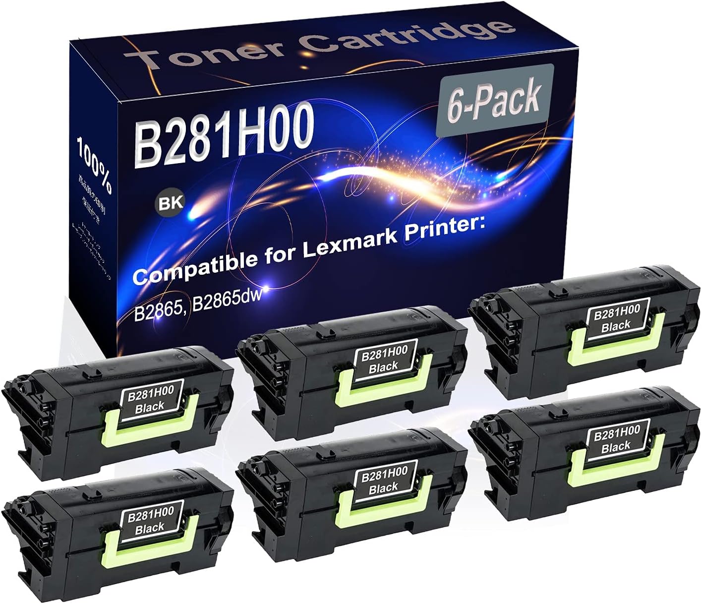 Kolasels 6-Pack (Black) Compatible B2865 B2865dw Laser Printer Cartridge (High Capacity) Replacement for B281H00 Printer Cartridge
