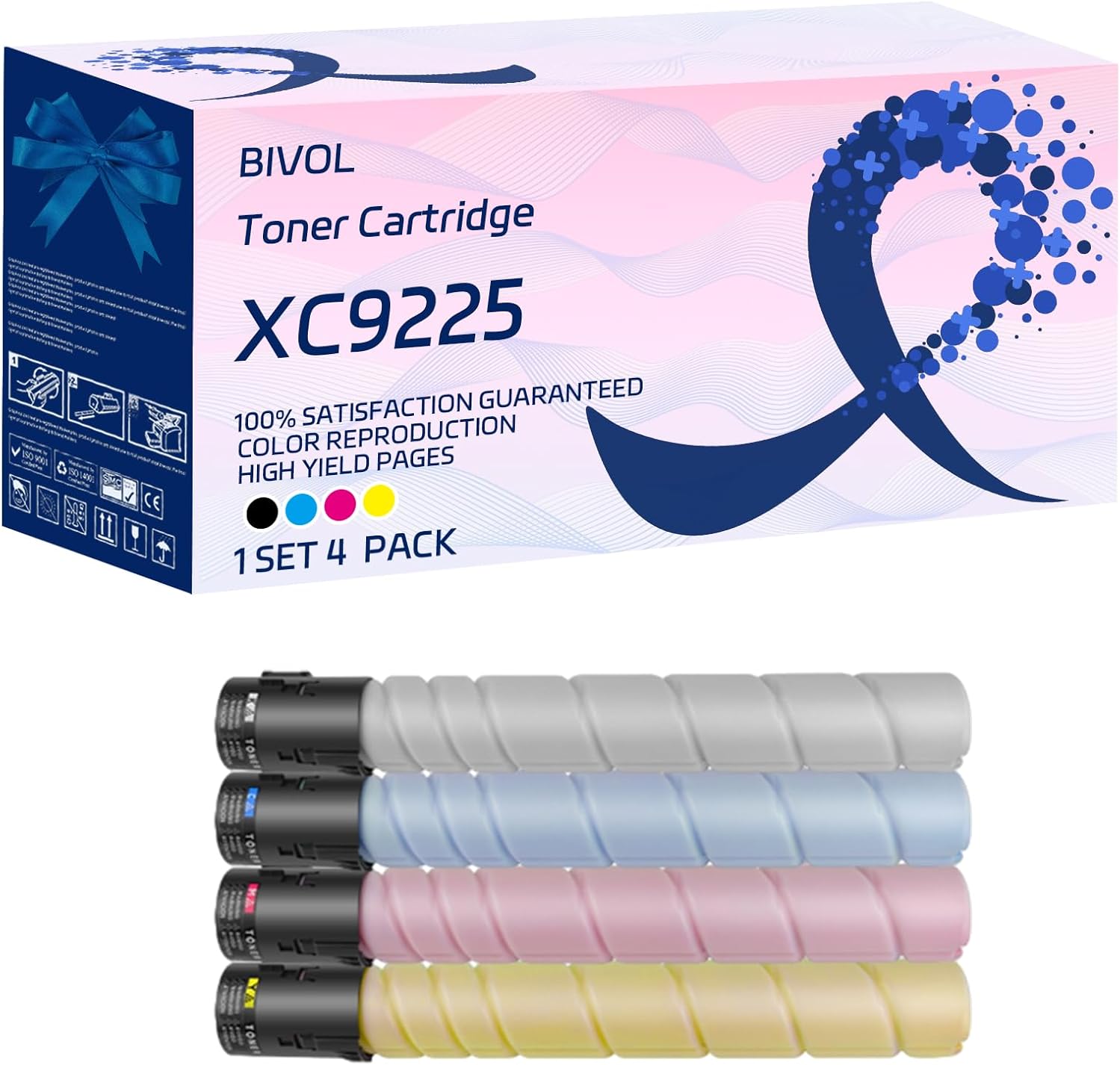 XC9225 Toner Cartridge Compatible for Lexmark XC9225 XC9235 XC9245 XC9255 XC9265 Printers, with Chip, High Yield 30000 Pages, Vivid Colors (4-Pack BK/C/M/Y)