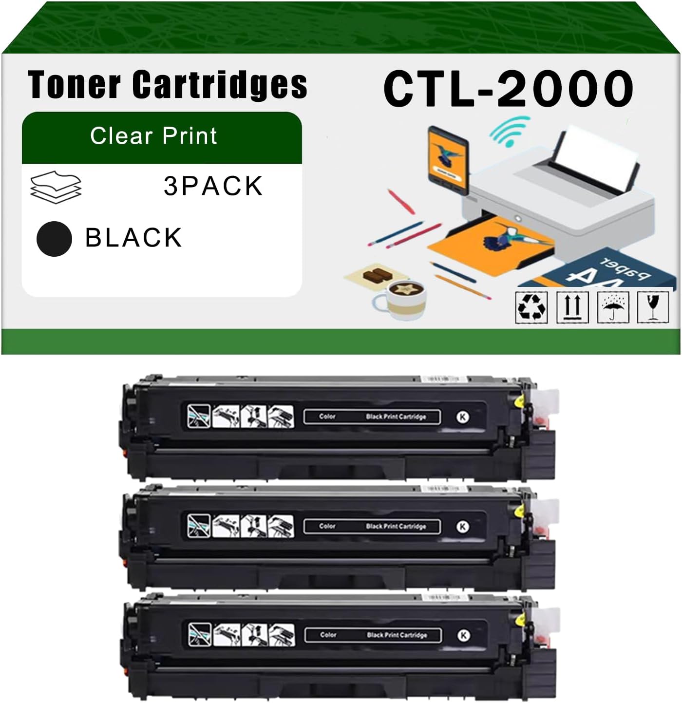 CTL-2000 Toner Cartridges Compatible for Pantum CP2200DN CP2200DW CM2200DN CM2200FDN CM2200FDW Printers, Office Printing is Easy Clear Smooth (3 Pack Black)