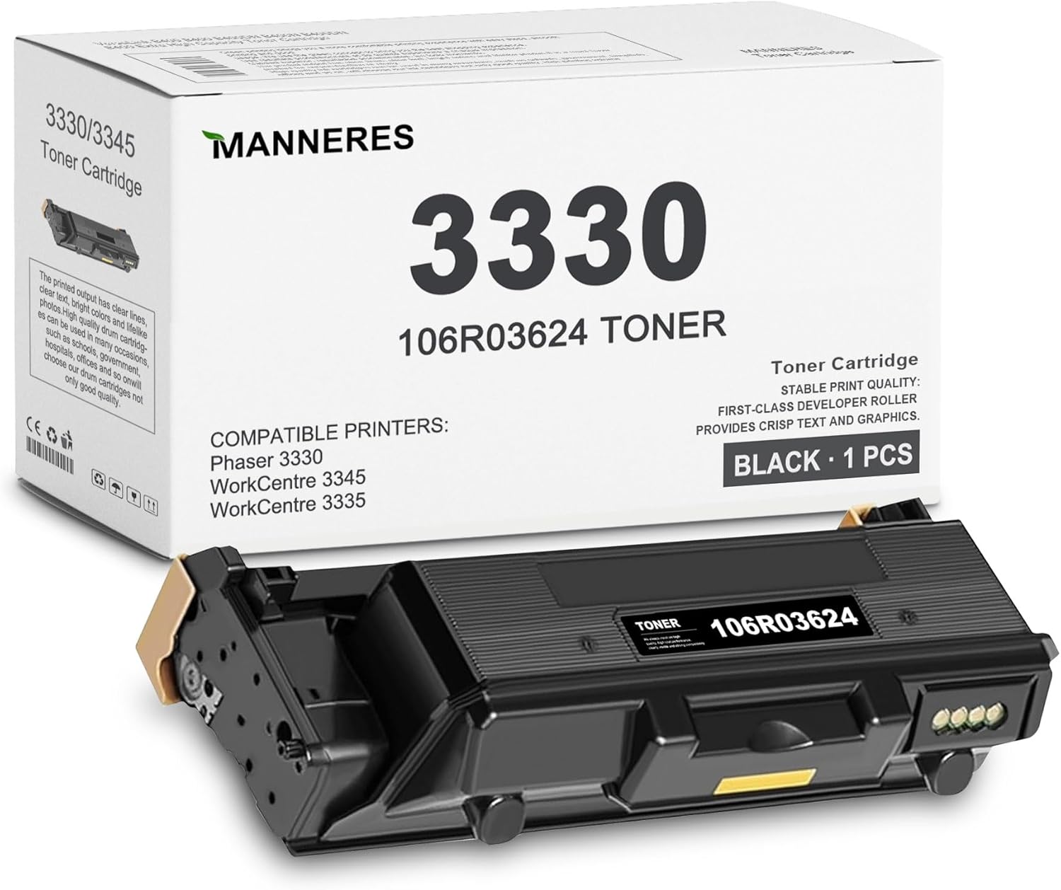 Phaser 3330 Extra High Capacity Toner Cartridge (1-Pack, Black): 106R03624 Toner Cartridge Replacement for Xerox Phaser 3330/WorkCentre 3345/3335 Printer