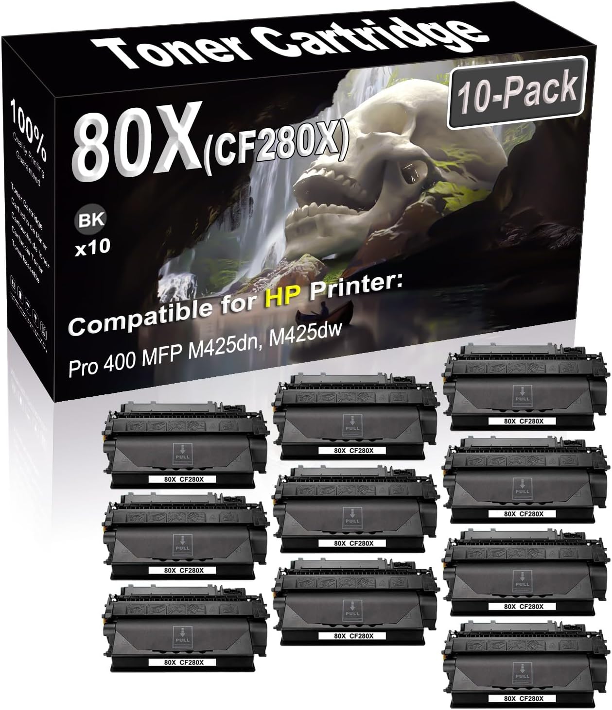 SINIYA 10-Pack (Black) Compatible High Yield 80X CF280X Laser Printer Toner Cartridge use for Pro 400 MFP M425dn M425dw Printer