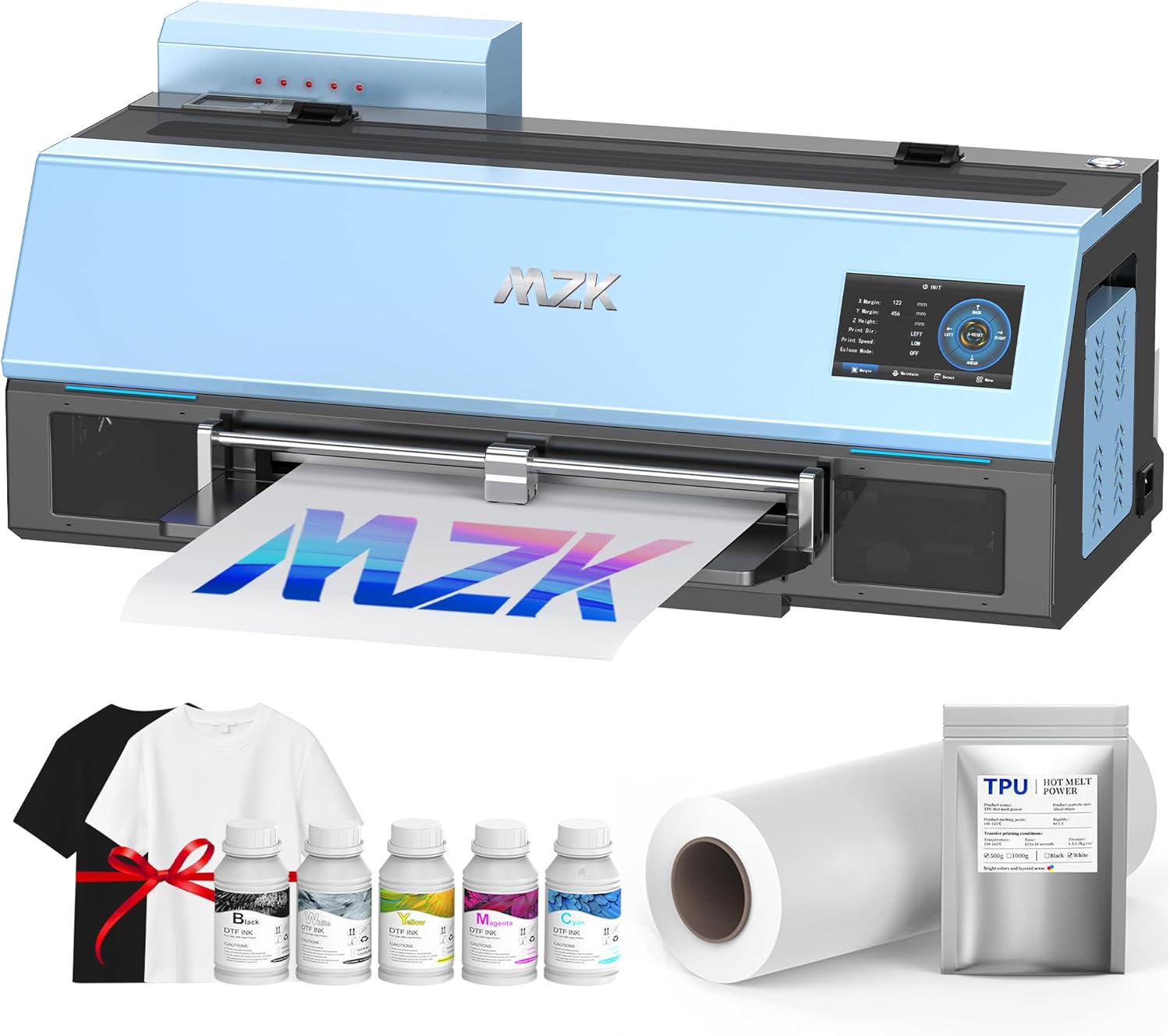 MZK A3 Pro F1080 DTF Printer(XP600 Gen2),Automatic Time Cleaning Maintain printhead+Ink Anti-Clog Design,2X Faster,13+