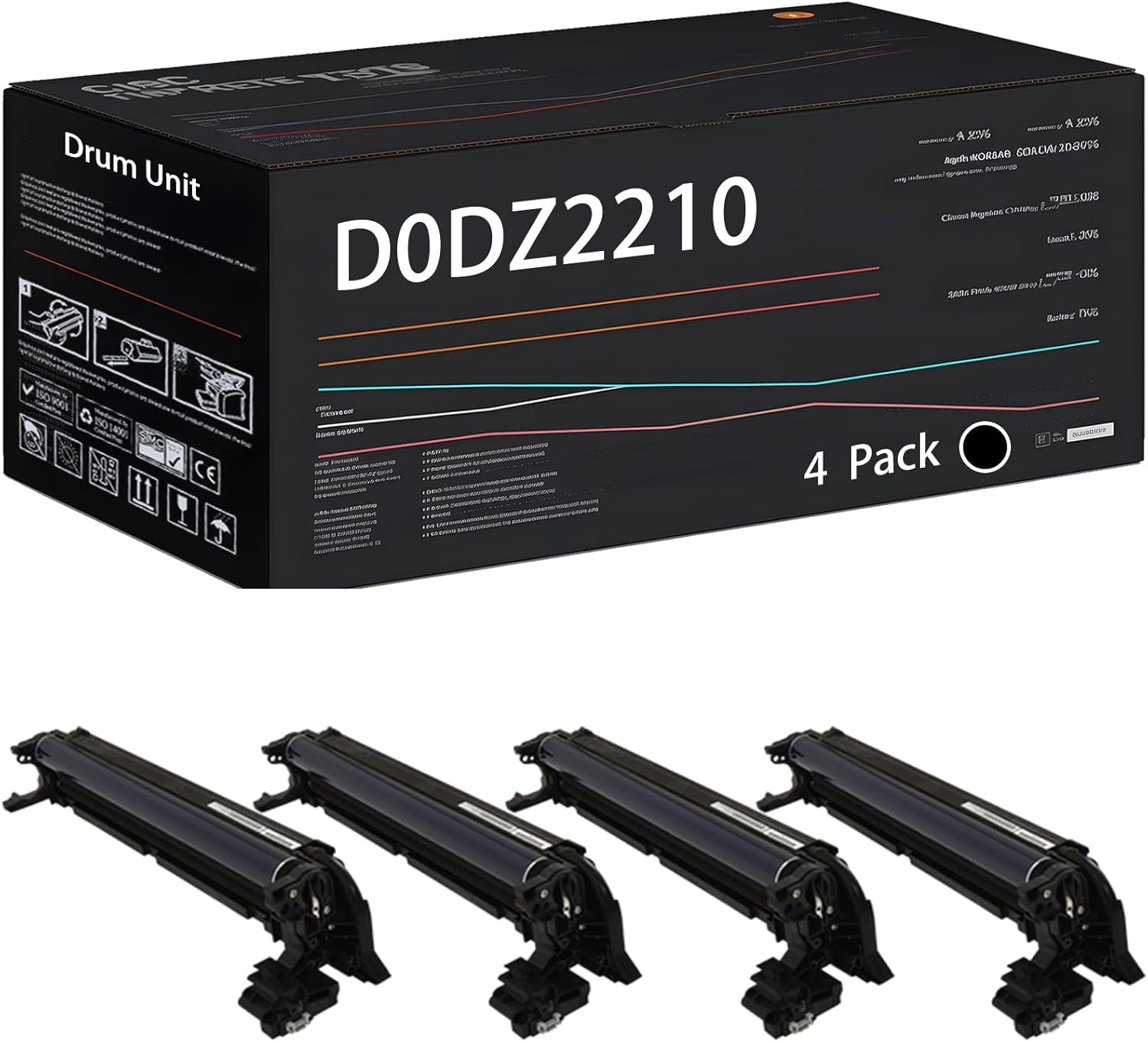UVUMB D0DZ2210 D0DZ2211 D0DZ2212 D0DZ2213 Drum Unit Compatible for Ricoh IM C2510 Printers, with Chip, High Yield 90000 Pages, High-Definition Printing (4 Pack Black)