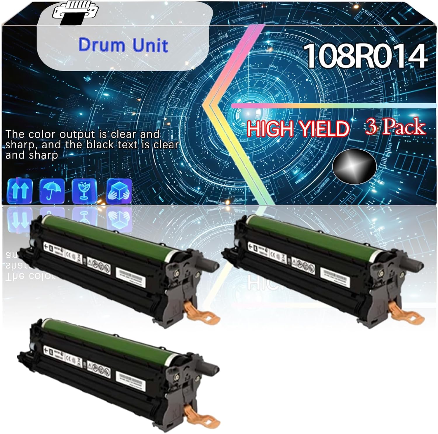 Compatible for Xerox 108R01420 WorkCentre 6515DN WorkCentre 6515DNI WorkCentre 6515N Printer, Replacement Drum Unit High Yield Printer Accessories (3 Pack Black)