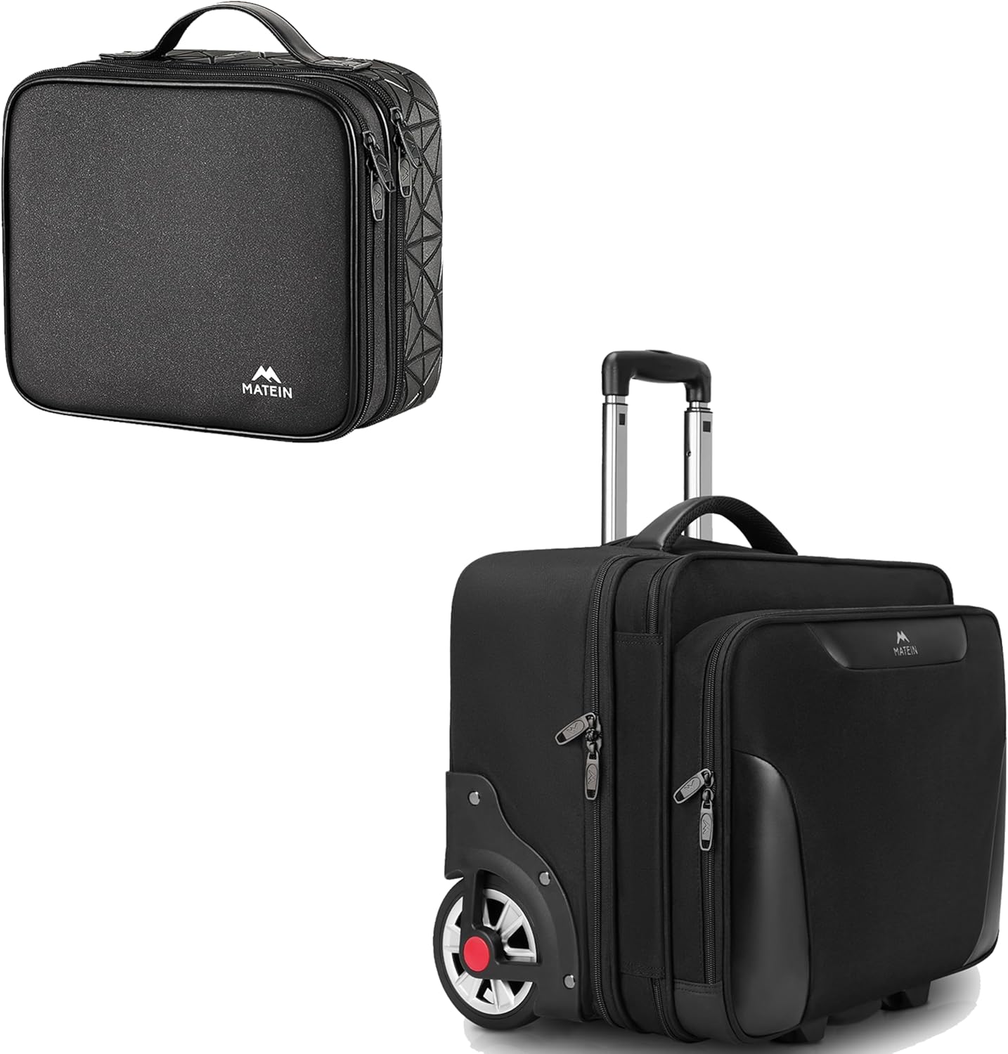 MATEIN Cable Organizer Bag, Waterproof Travel Electronic Storage with Adjustable Divider, Rolling Laptop Bag, Mens Large Briefcase with Big Wheels Fits 17.3 Inch Notebook for Business Travel Wo