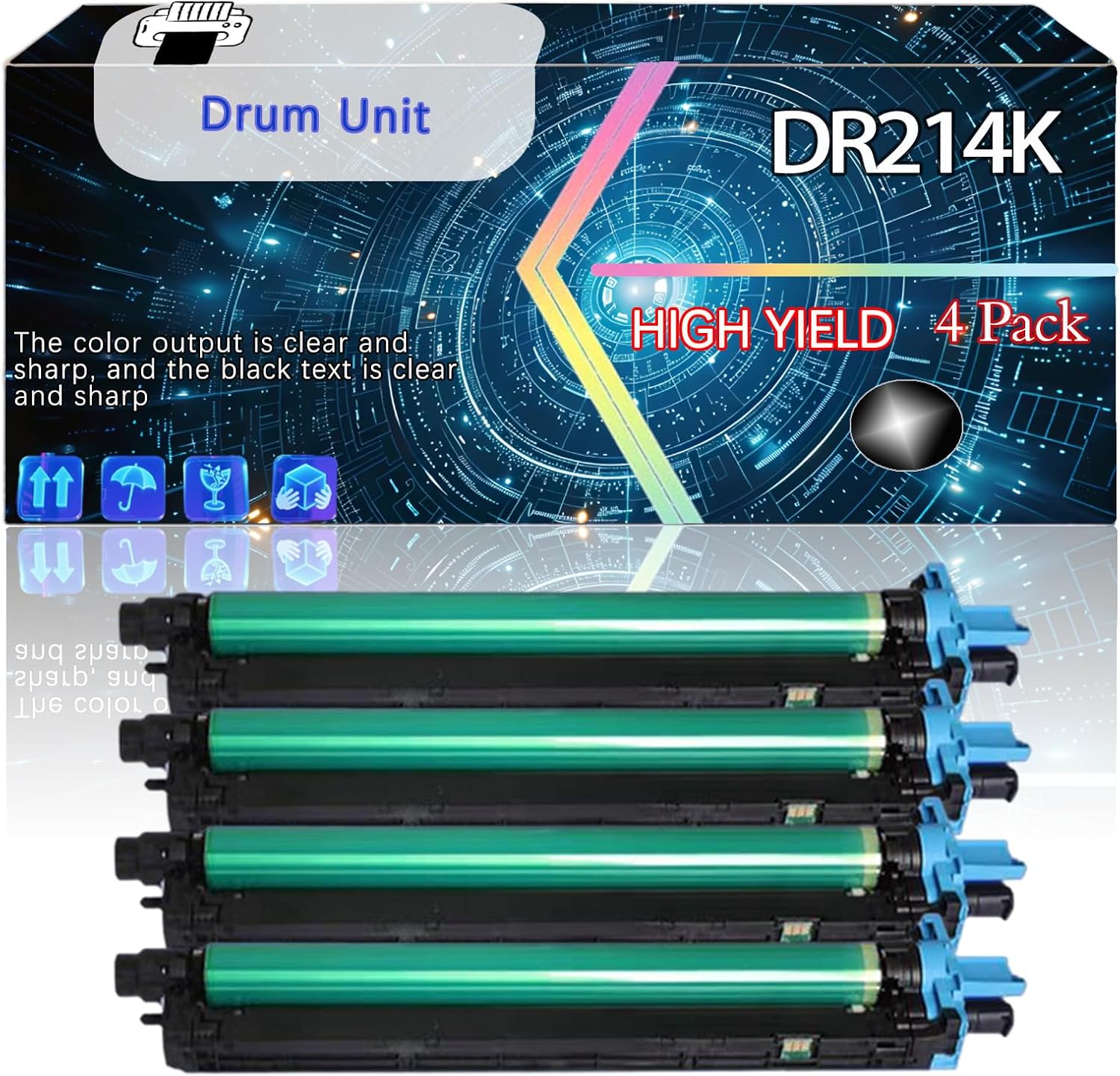CEECN DR214K Compatible for Konica Minolta bizhub C227 C287 Printers, Replacement Drum Unit High Yield Printer Accessories (4 Pack Black)
