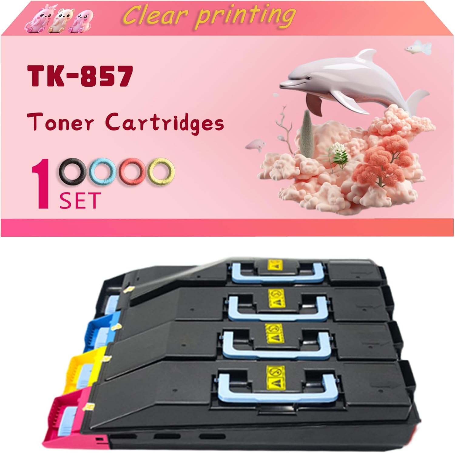LECUU TK-857 Toner Cartridges Compatible for Kyocera TASKalfa 400ci 500ci 552ci Printers, High Yield 25000 Pages, Clear Bright Colors (4-Pack BK/C/M/Y)
