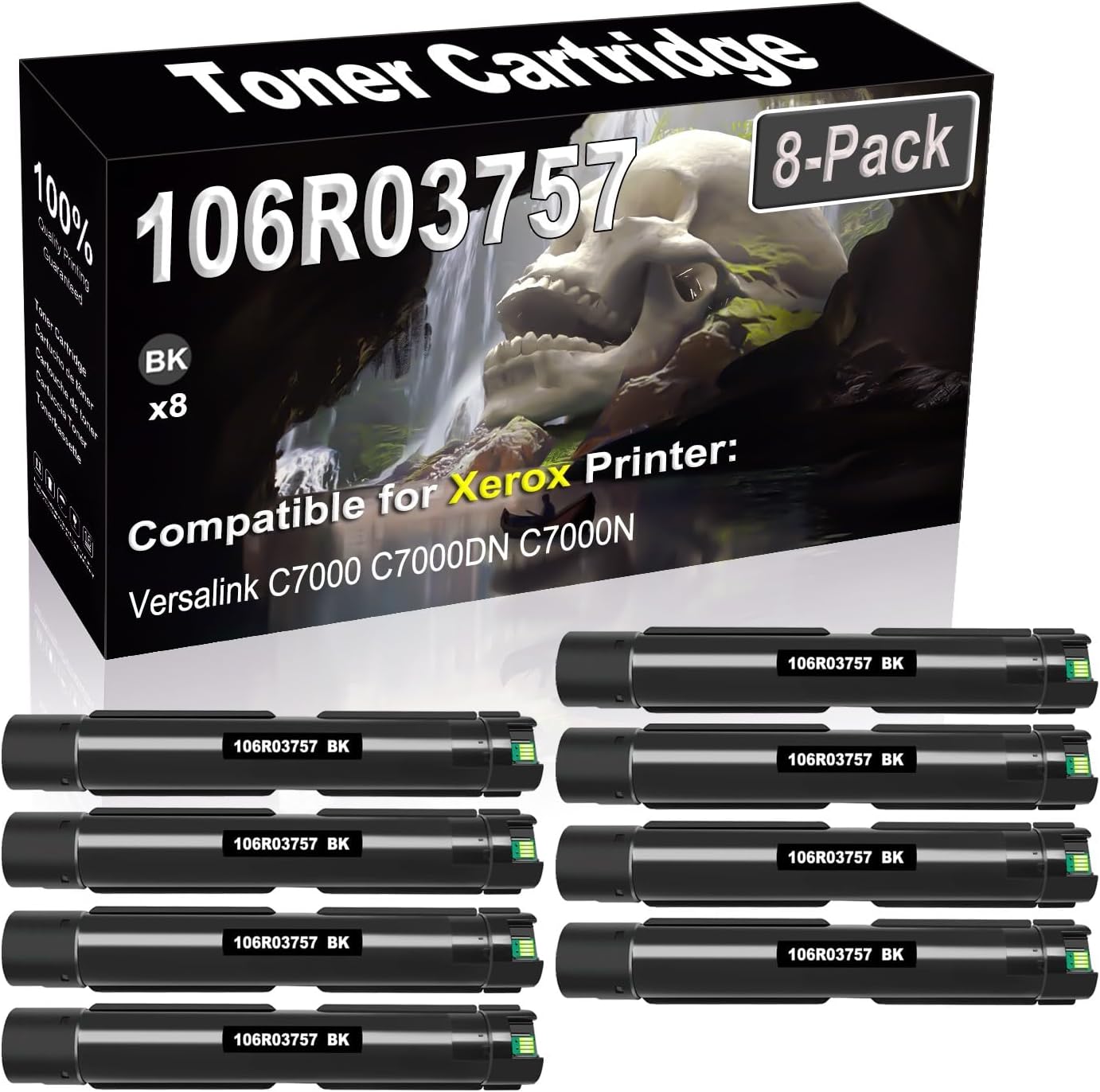 SINIYA 8-Pack (Black) Compatible Versalink C7000 C7000DN C7000N Laser Printer Cartridge (High Capacity) Replacement for 106R03757 Printer Cartridge
