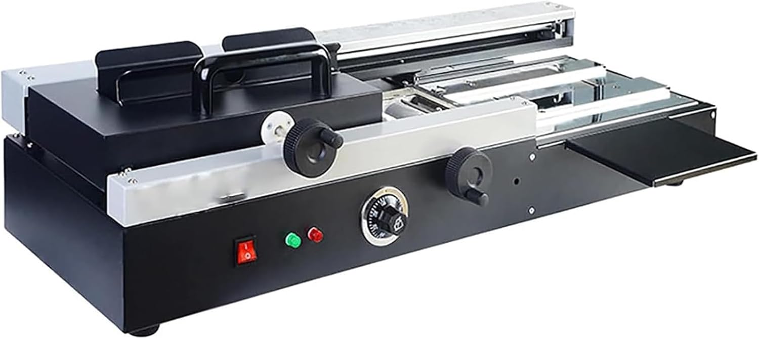 HYUIO 1200W A4 Desktop Hot Melt Glue Book Binding Machine with Milling Cutter Rubber Wheel Desktop Glue Binder Staple Bookbinding Machine, 4cm Thickness