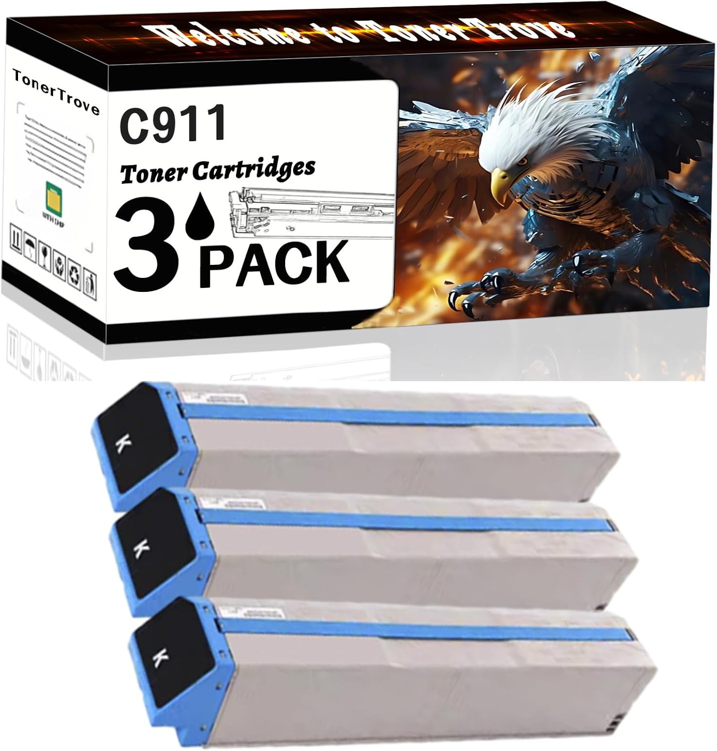 LECUU C911 Toner Cartridges Compatible for Okidata OKI C911dn Printers, Office Printing is Easy Clear Smooth (3 Pack Black)