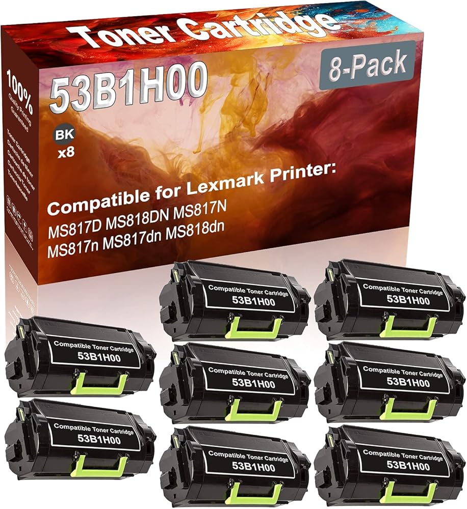 Credibility Store 8-Pack (Black) Compatible High Yield 53B1H00 Printer Cartridge use for MS817D MS818DN MS817N MS817n MS817dn MS818dn Printer