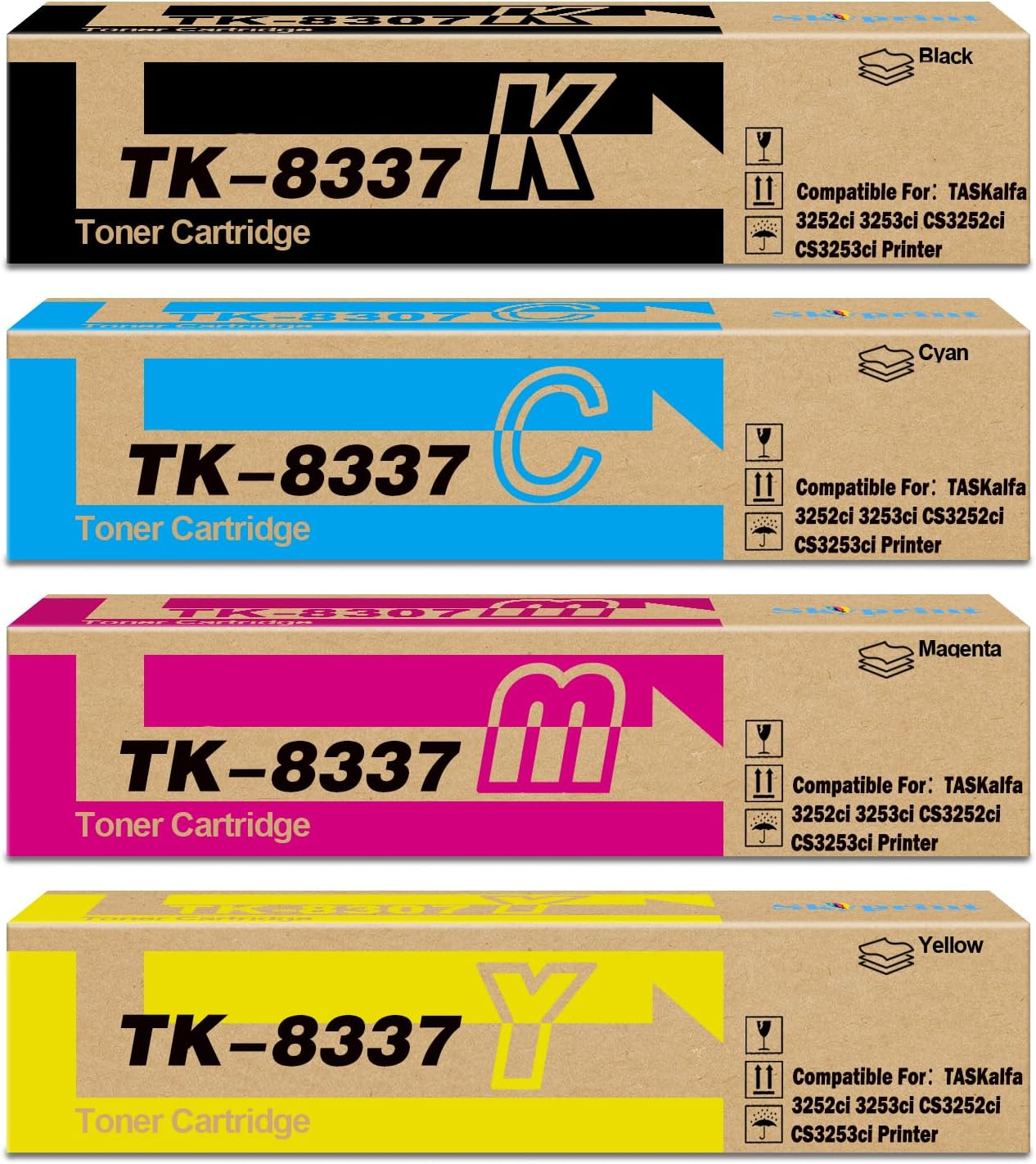 SkyPrint 4-Pack TK-8337 TK8337 Toner Cartridge Black Magenta Cyan Yellow Compatible with Kyocera TK-8337K TK-8337C TK-8337M TK-8337Y Use for TASKalfa 3252ci 3253ci CS3252ci CS3253ci Printer