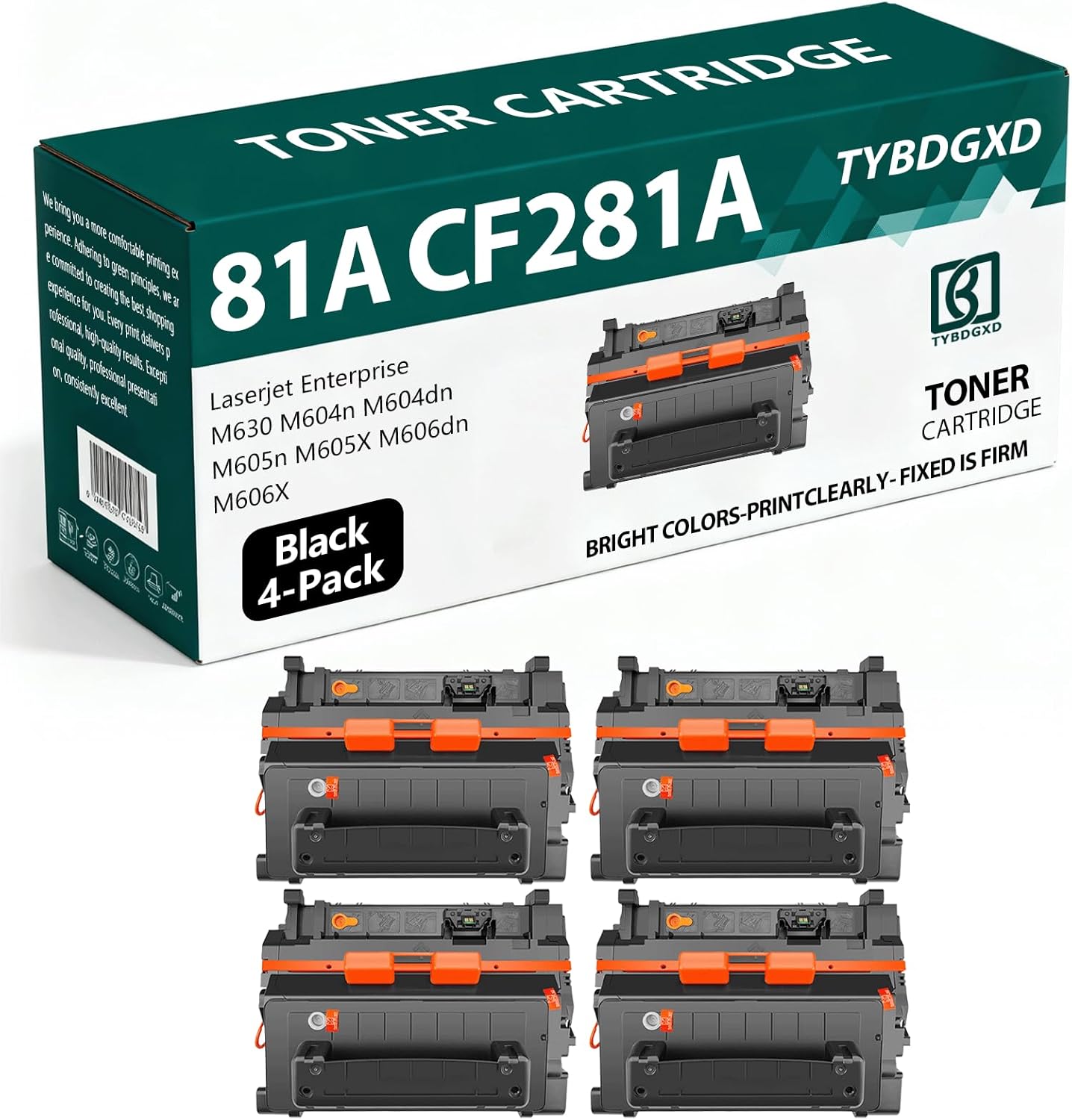 TYBDGXD 81A CF281A High Yield Black 10,000 Pages Toner Cartridge Compatible for HP Compatible Replacement for HP LaserJet Enterprise M630 M604n M604dn M605n M605X M606dn M606X Printers,4-Pack