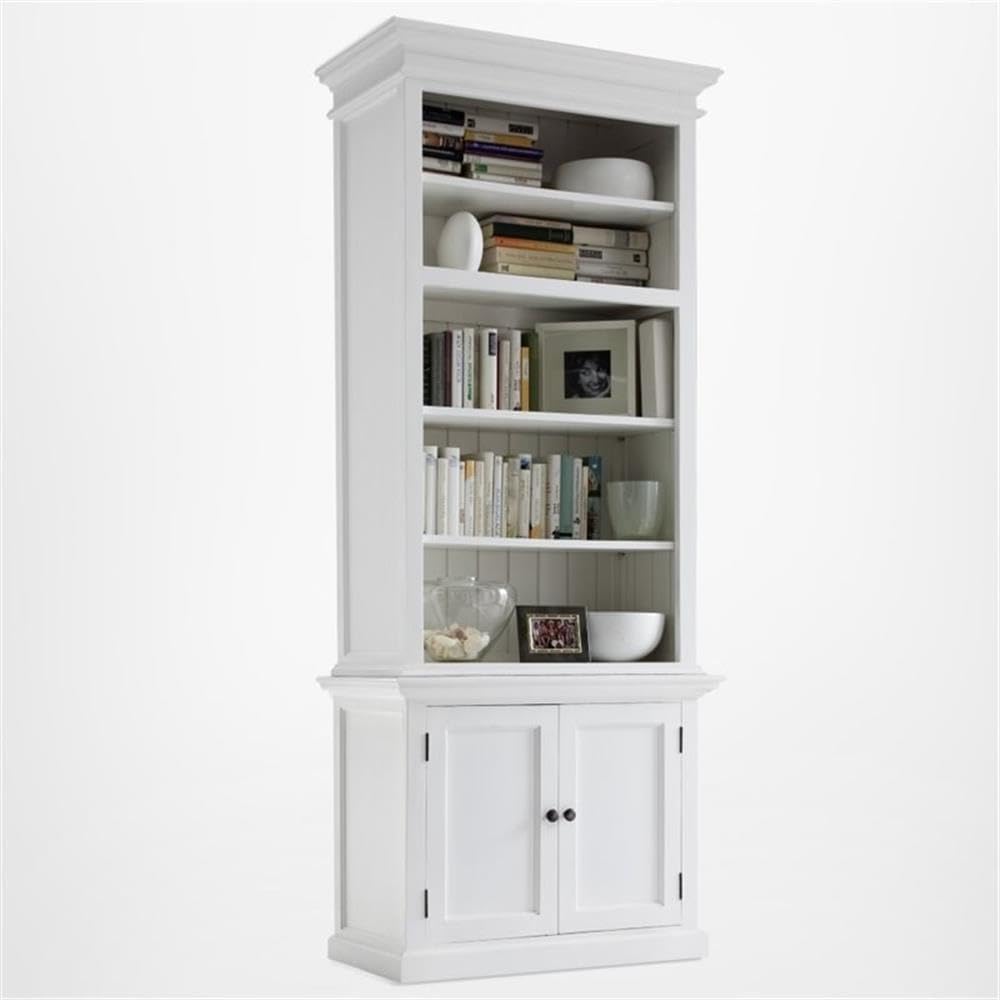 Beaumont Lane Wood 4 Shelved Bookcase with Storage in Pure White