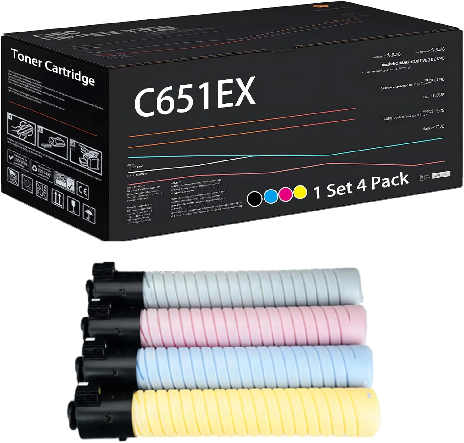 UVUMB C651EX Toner Cartridge Compatible for Ricoh Pro C651EX C751 C751EX Printers, with Chip, High Yield 48500 Pages, High-Definition Printing (Multicolor)