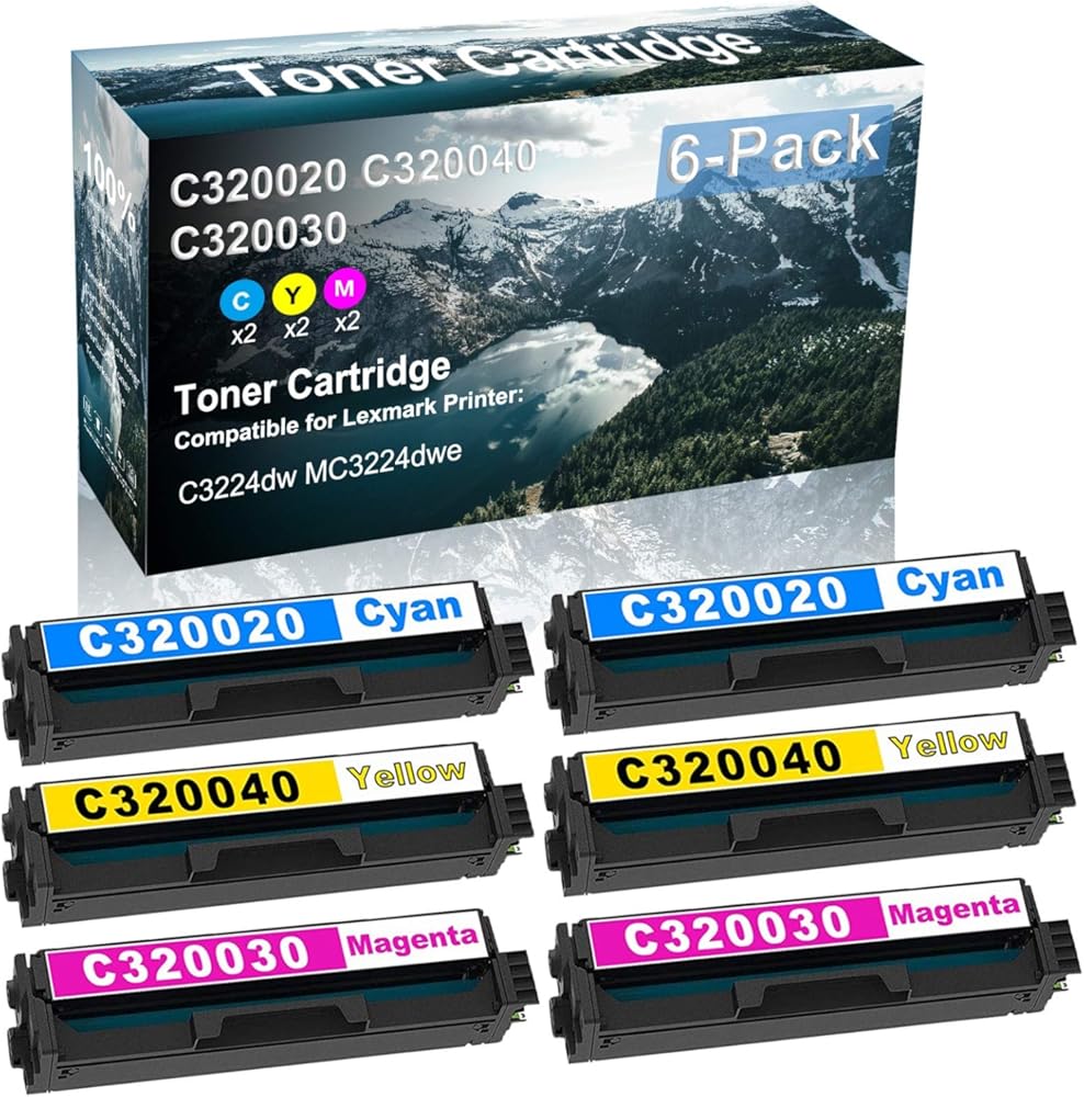 Credibility Store 6 Pack (C+Y+M) Compatible C320020 C320040 C320030 Laser Printer Toner Cartridge High Yield Use for C3224dw MC3224dwe Printer