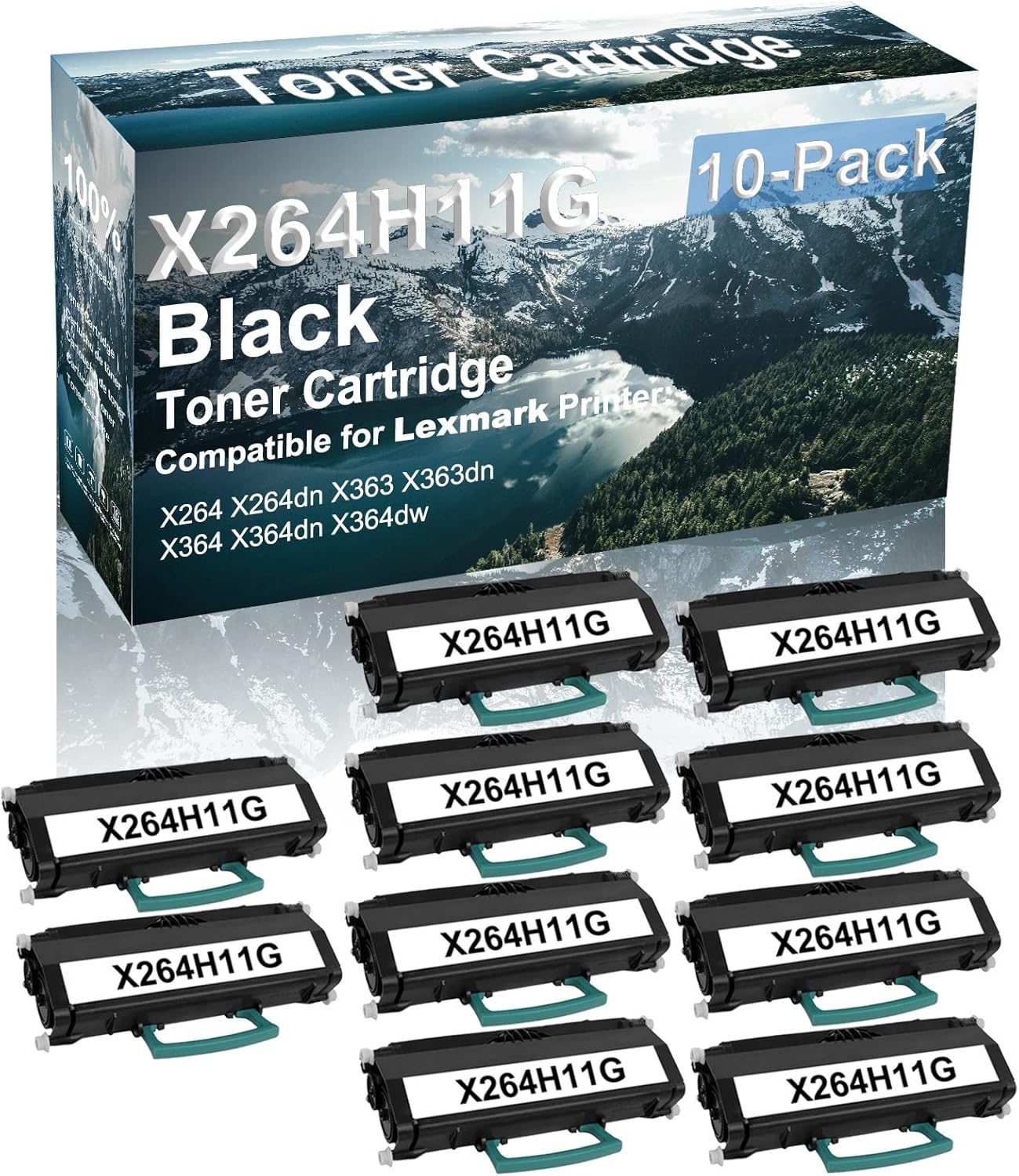 Credibility Store 10-Pack Compatible High Capacity X264H11G Printer Cartridge use for X363dn X364 X364dn Printer (Black)