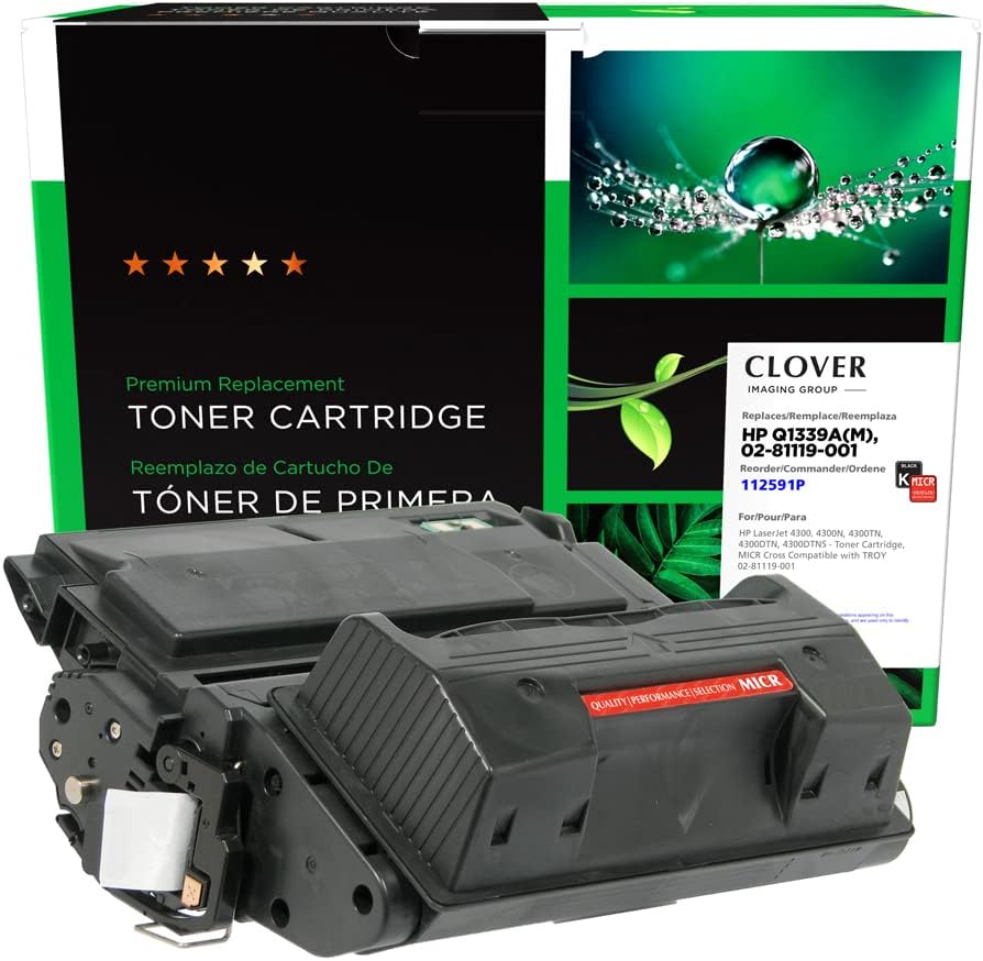 Clover Remanufactured MICR Toner Cartridge Replacement for HP Q1339A, Troy 02-81119-001 | Black