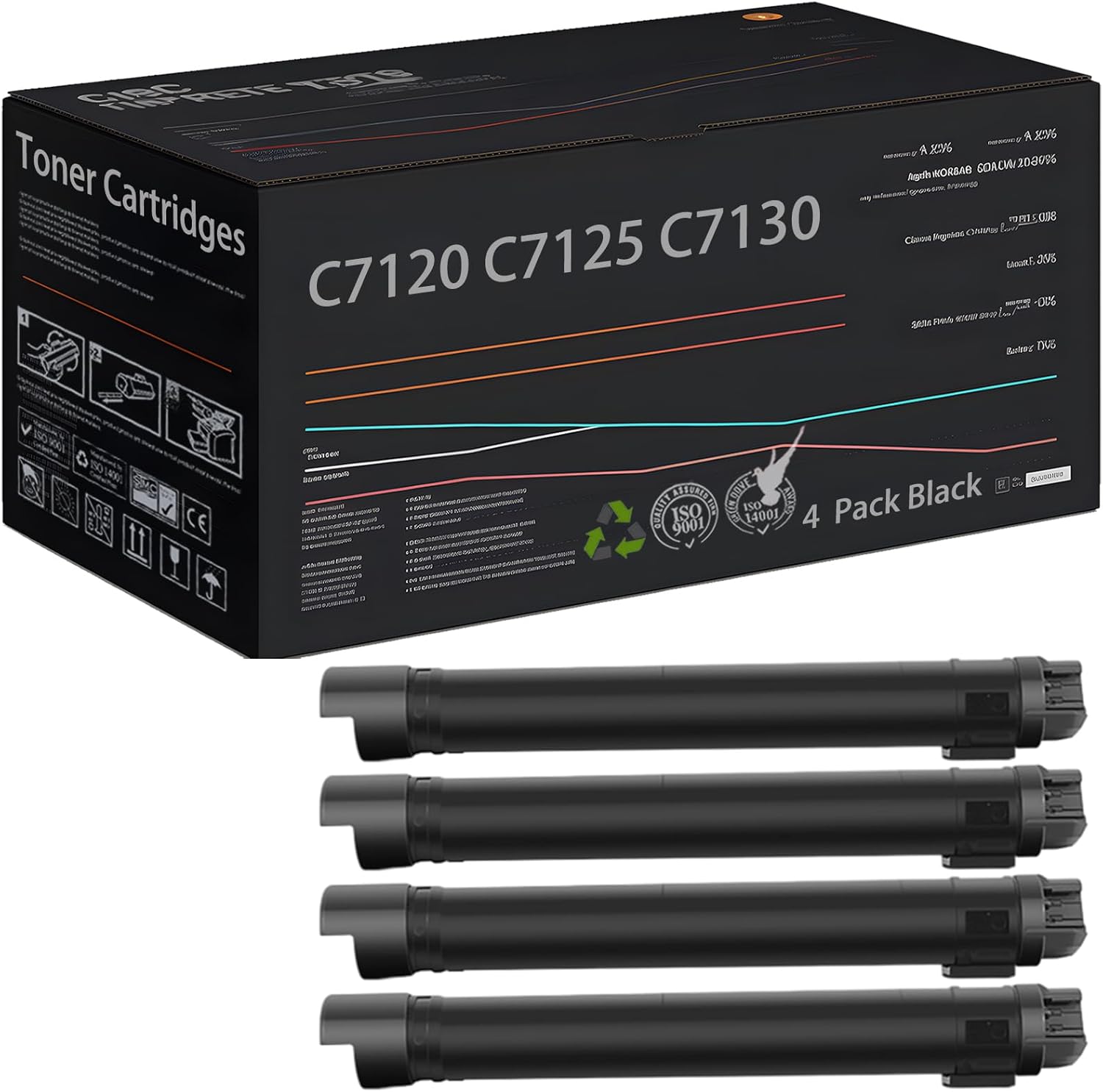 Toner Cartridges Compatible with Xerox VersaLink C7120 C7125 C7130 Printer, 006R01824 006R01825 006R01826 006R01827 Toner Supply High Yield 32300 Pages (4 Pack Black)