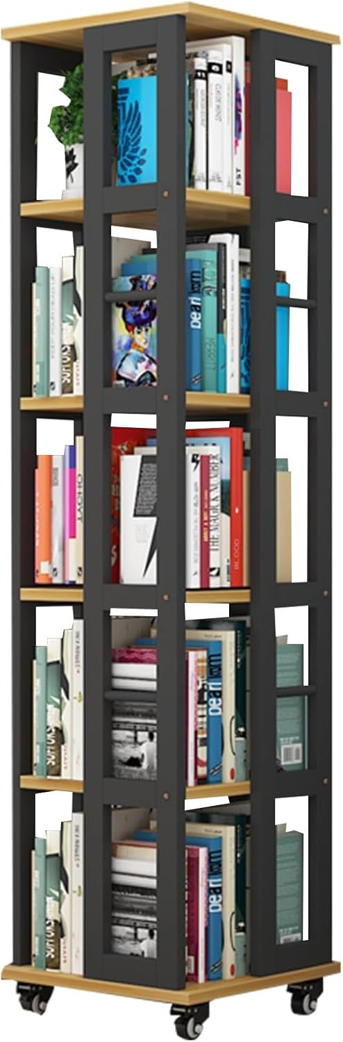 Rotating Bookshelf Steel Children's Bookcase Suitable for Living Room Bedroom Study Room Office and Many Other Scenes (Color : White, Size : 161 * 57 * 40cm)