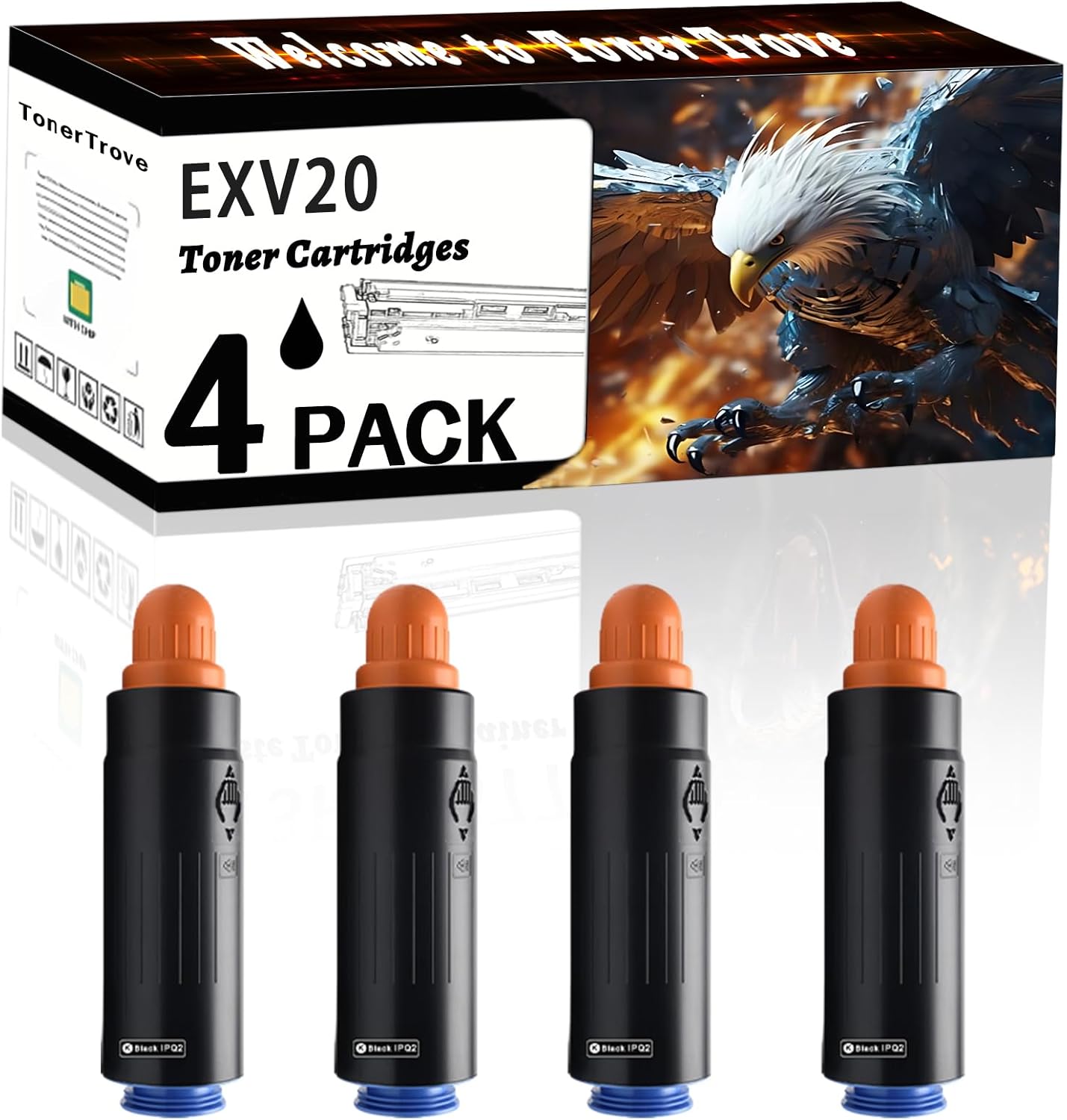 EXV20 Toner Cartridges Compatible for Canon imagePRESS C6011VP C6011VPS C7000VP C7000VPe C7010VP C7010VPS C7011VP C7011VPS Printers, Office Printing is Easy Clear Smooth (4 Pack Black)