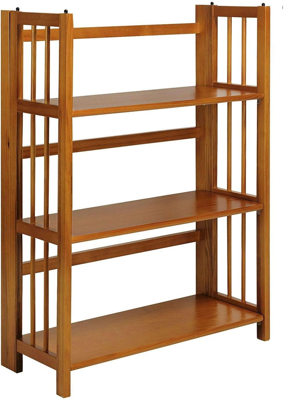 Generic 3-Shelf Folding Storage Shelves Bookcase in Honey Oak Finish