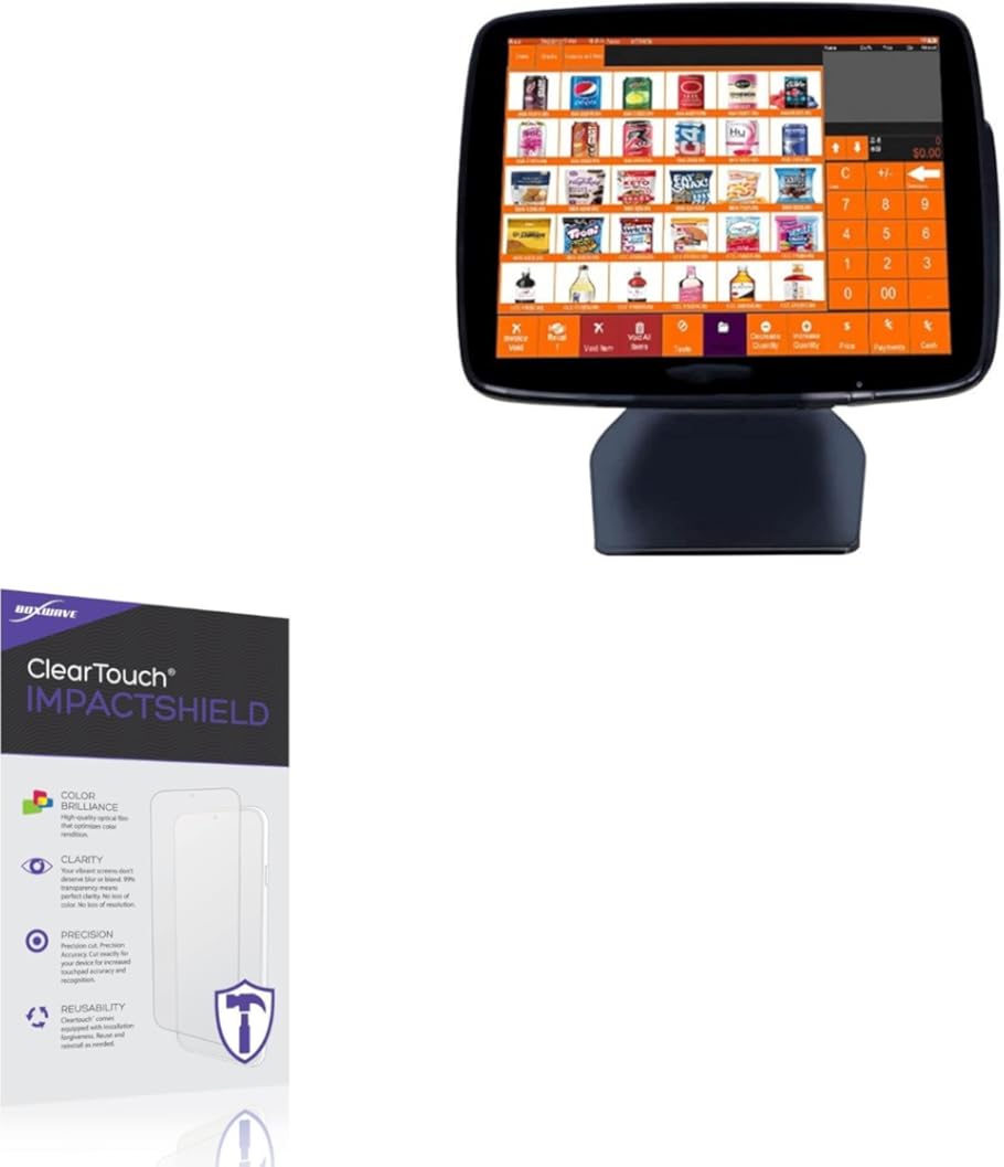 BoxWave Screen Protector Compatible with MEETSUN A3D POS System SET03 (15 in) - ClearTouch ImpactShield (2-Pack), Impenetrable Screen Protector Flexible Film