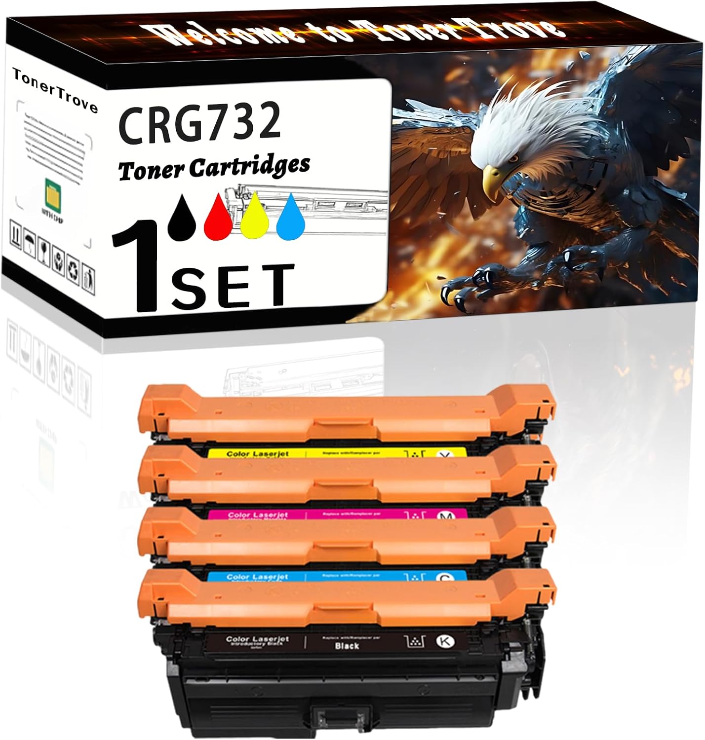 CRG732 Toner Cartridges Compatible for Canon Color imageCLASS LBP7780Cdn LBP7780Cx Printers, Office Printing is Easy Clear Smooth (4-Pack BK/C/M/Y)