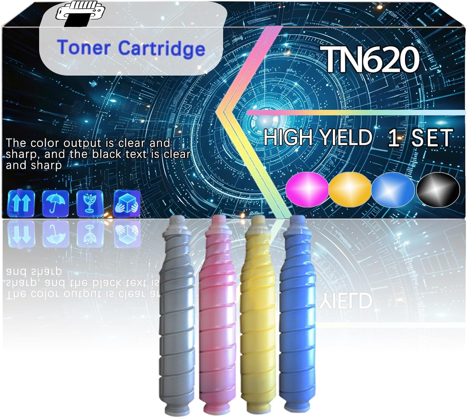 CEECN Compatible for Konica Minolta TN620 Replacement Toner Cartridge Used with AccurioPrint C4065 bizhub Pro C1060L Printers, High Production Multiple Options (4-Pack BK/C/M/Y)