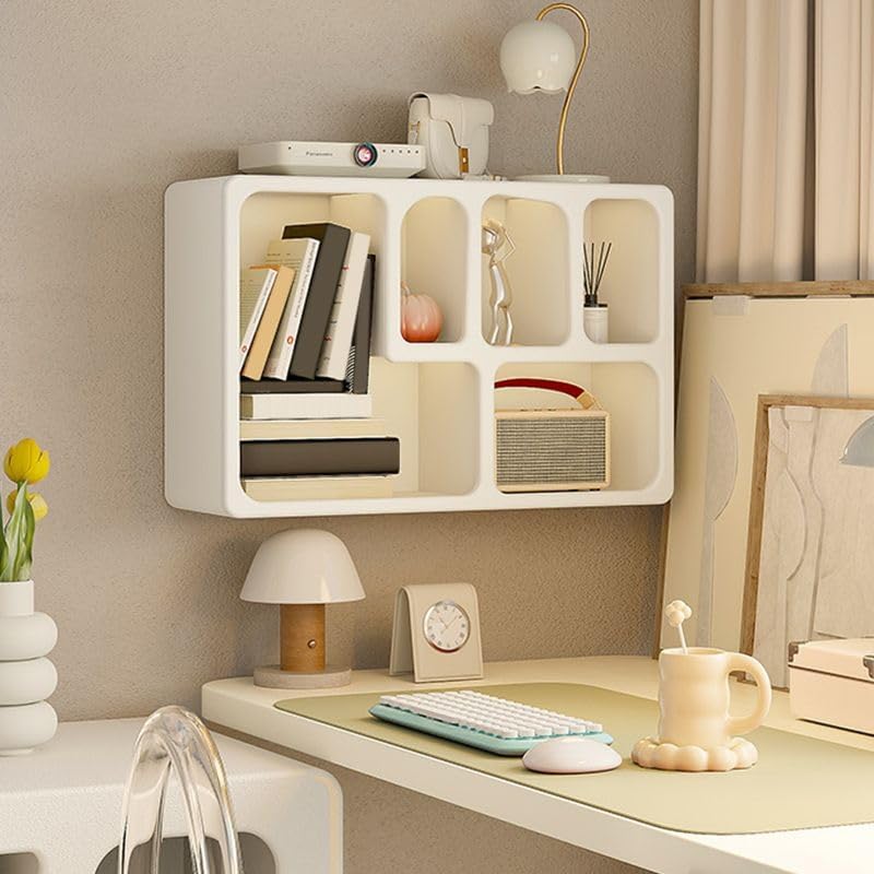 CraftThink Wall Mounted Bookcase, Wooden Rack Storage Shelves Furniture Modern Storage Organizer Closed Back and Shelves Bookshelf for Dining room bedroom kitchen home Furniture -23.5