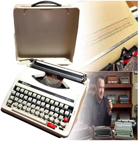 Vintage Portable Manual Typewriter, Classic Retro Design, Reliable Word Processor with Twin Spool Black Red Ribbon, Ideal for Home Office, Writing Enthusiasts