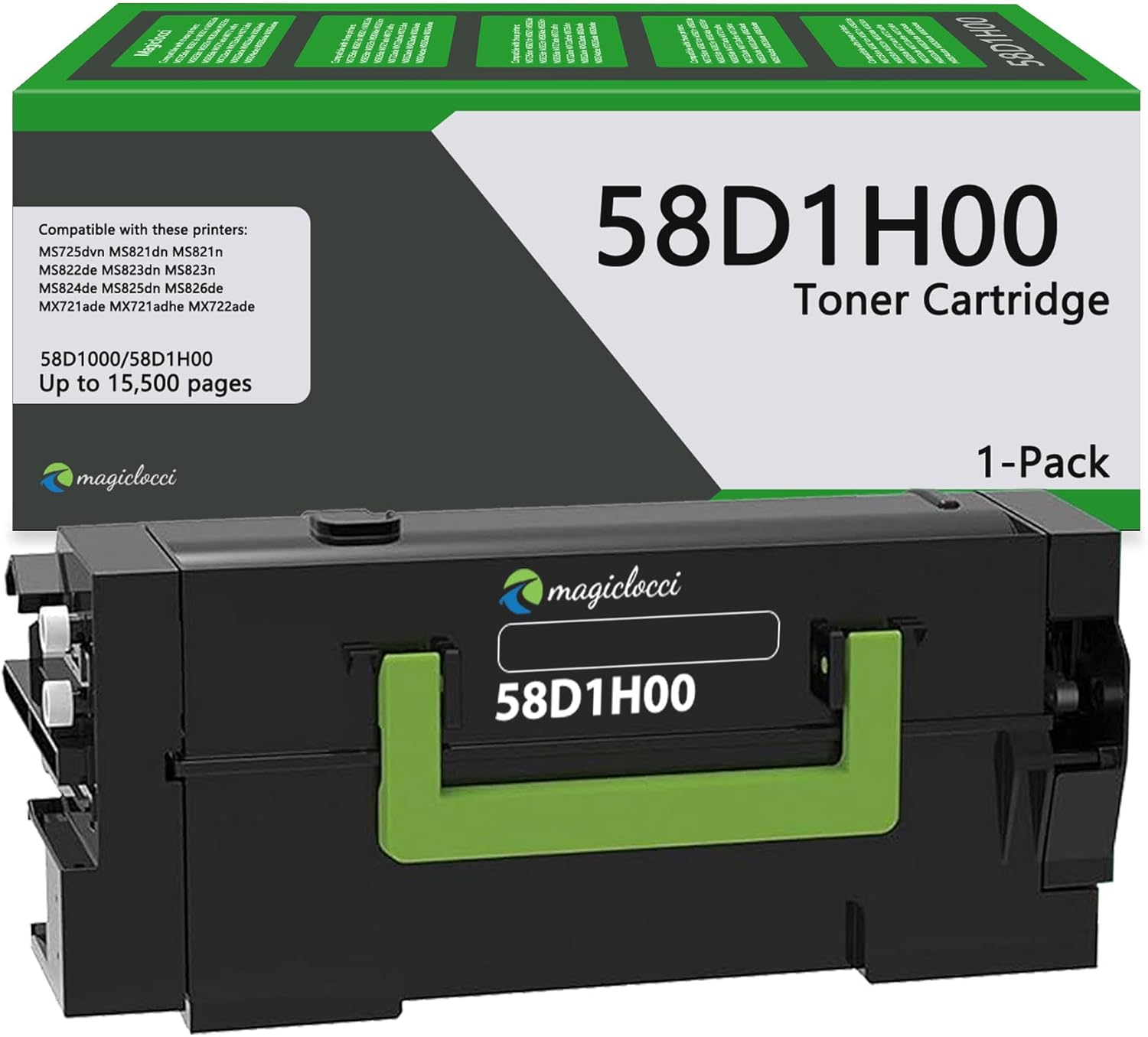58D1H00 High Yield Toner Cartridge Black(1Pack, 15,500 Pages) Compatible Replacement for Lexmark 58D1H00 Toner Cartridge Work with MS725 MS821 MS822 MS823 MS824 MS825 MS826 MX721 MX822 Printer