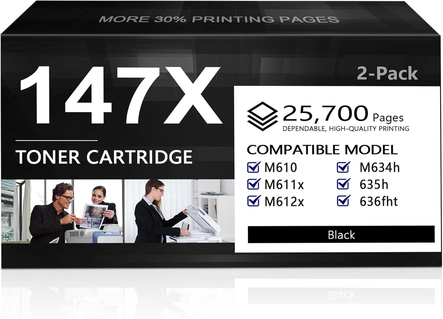 147X High Yield Toner Cartridge (2-Pack,Black) Compatible 147A 147X Toner Cartridges Replacement for HP Laser Enterprise M610 M611 M612 Laser Enterprise MFP M634 M635 M636 | W1470X